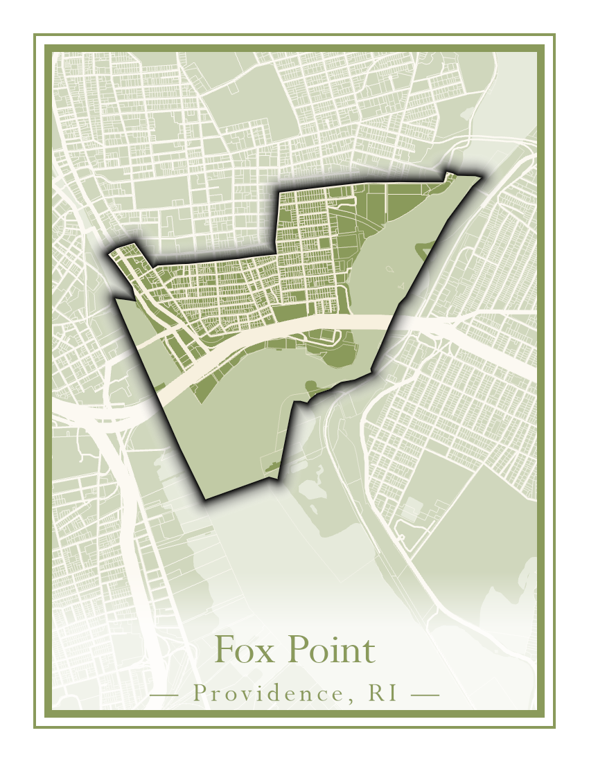 Providence Neighborhoods - Street Map (Elmhurst - Fox Point)