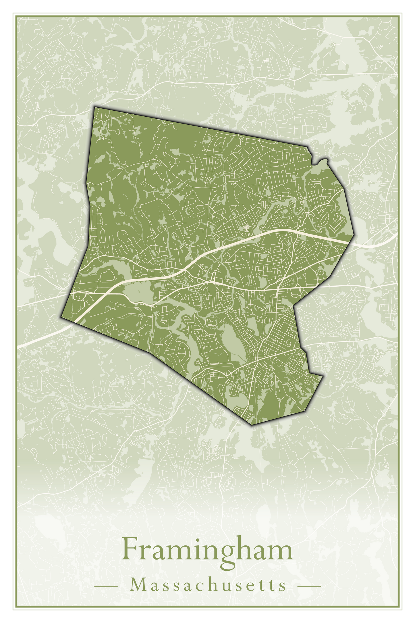 Massachusetts Towns - Street Map (Framingham - Gardner)