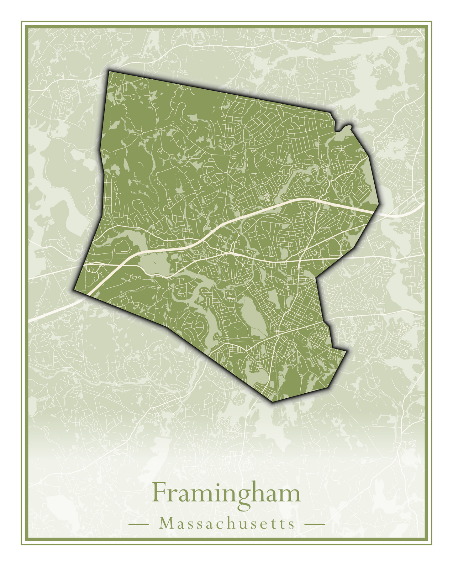 Massachusetts Towns - Street Map (Framingham - Gardner)