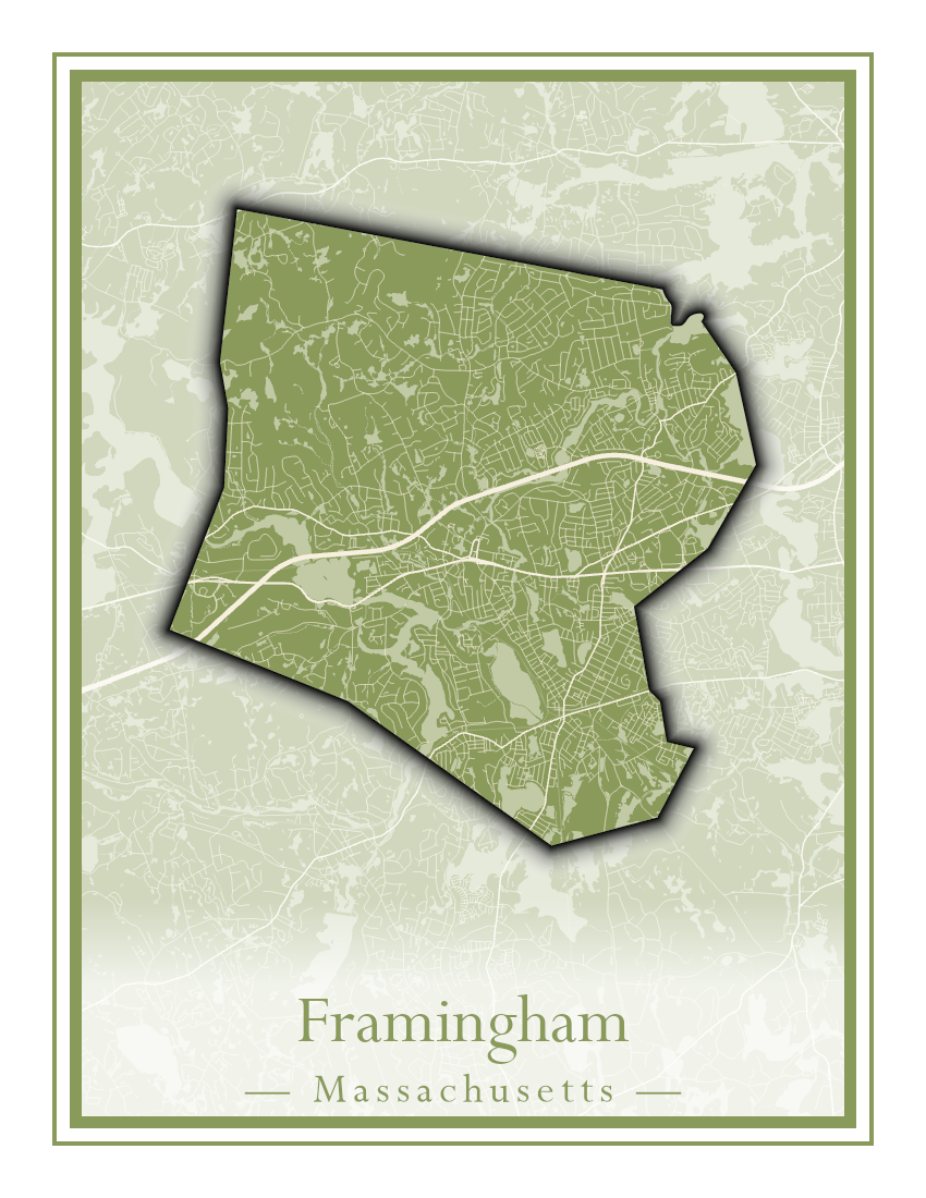 Massachusetts Towns - Street Map (Framingham - Gardner)