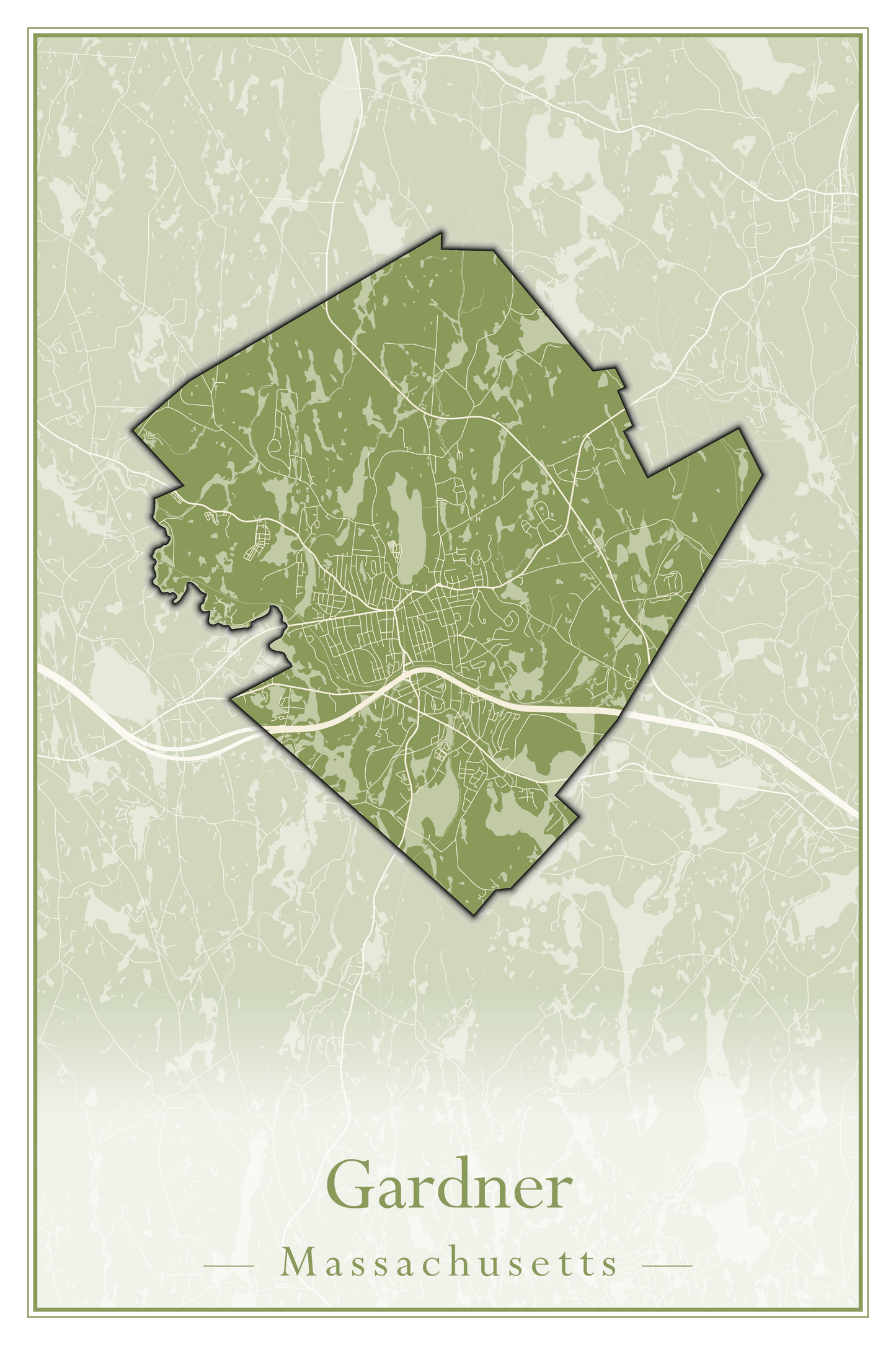 Massachusetts Towns - Street Map (Framingham - Gardner)