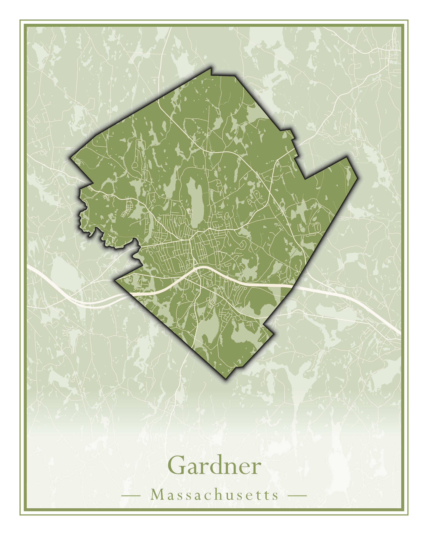 Massachusetts Towns - Street Map (Framingham - Gardner)