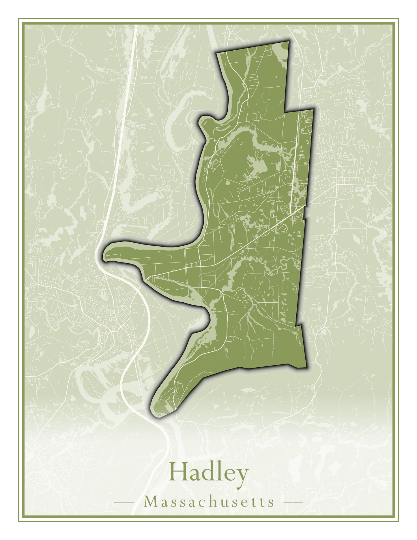 Massachusetts Towns - Street Map (Hadley - Hampden)