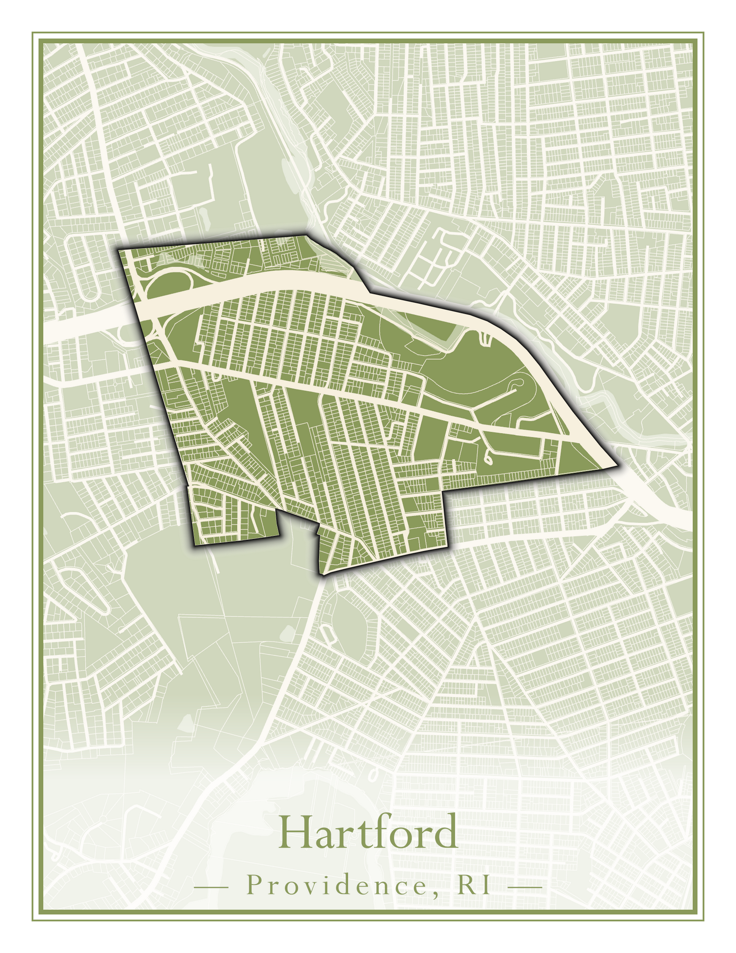 Providence Neighborhoods - Street Map (Hartford - Manton)