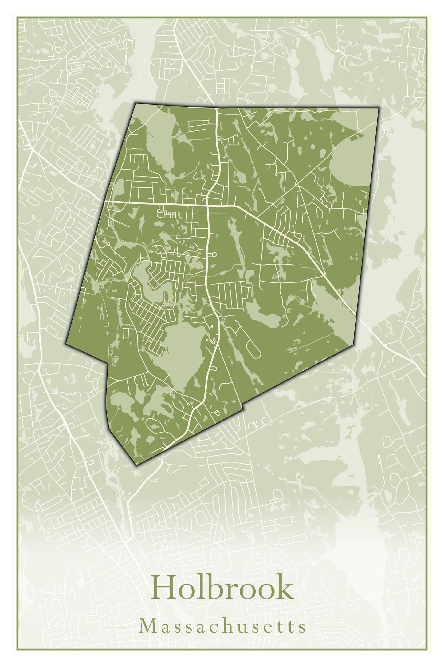 Massachusetts Towns - Street Map (Holbrook - Holliston)