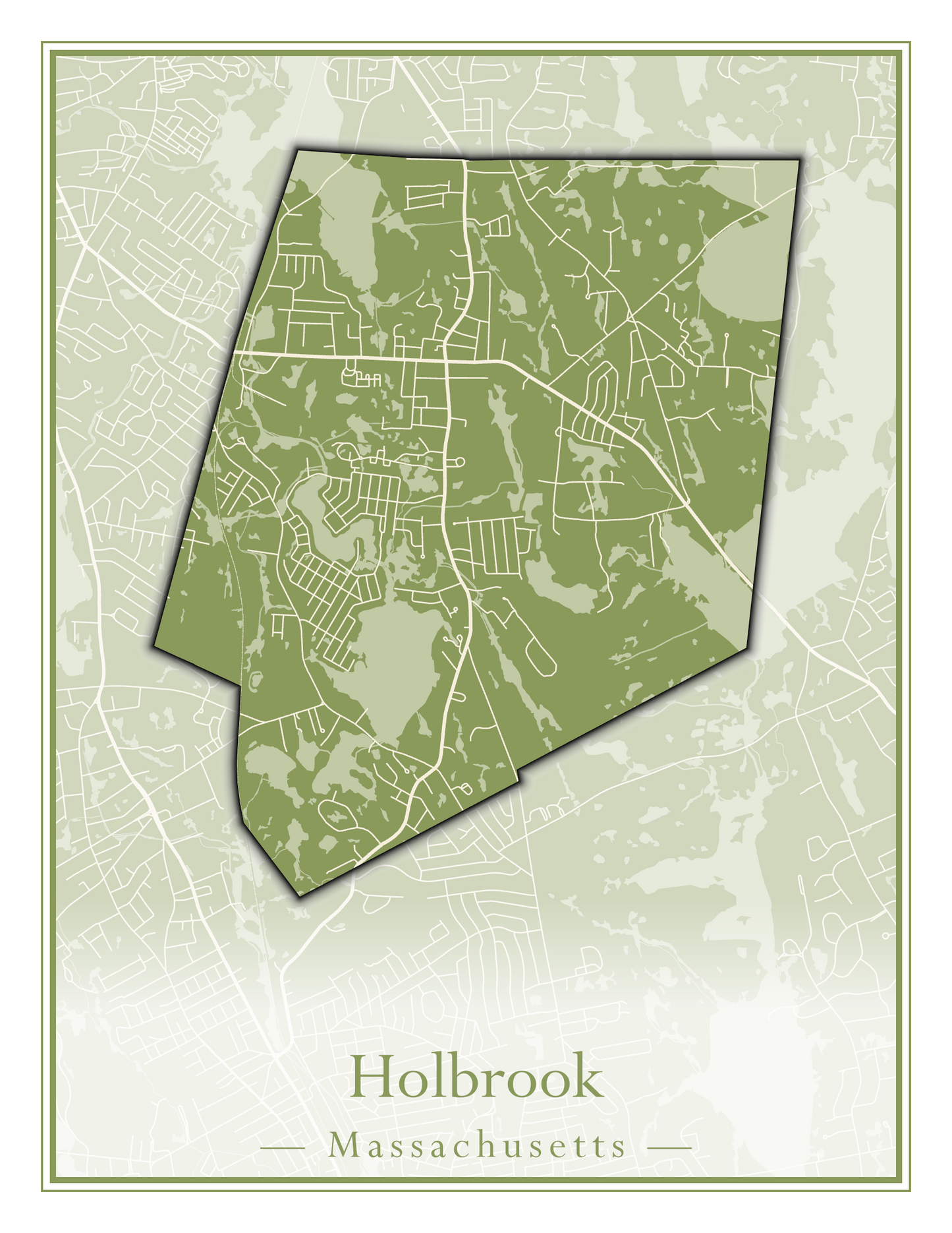 Massachusetts Towns - Street Map (Holbrook - Holliston)