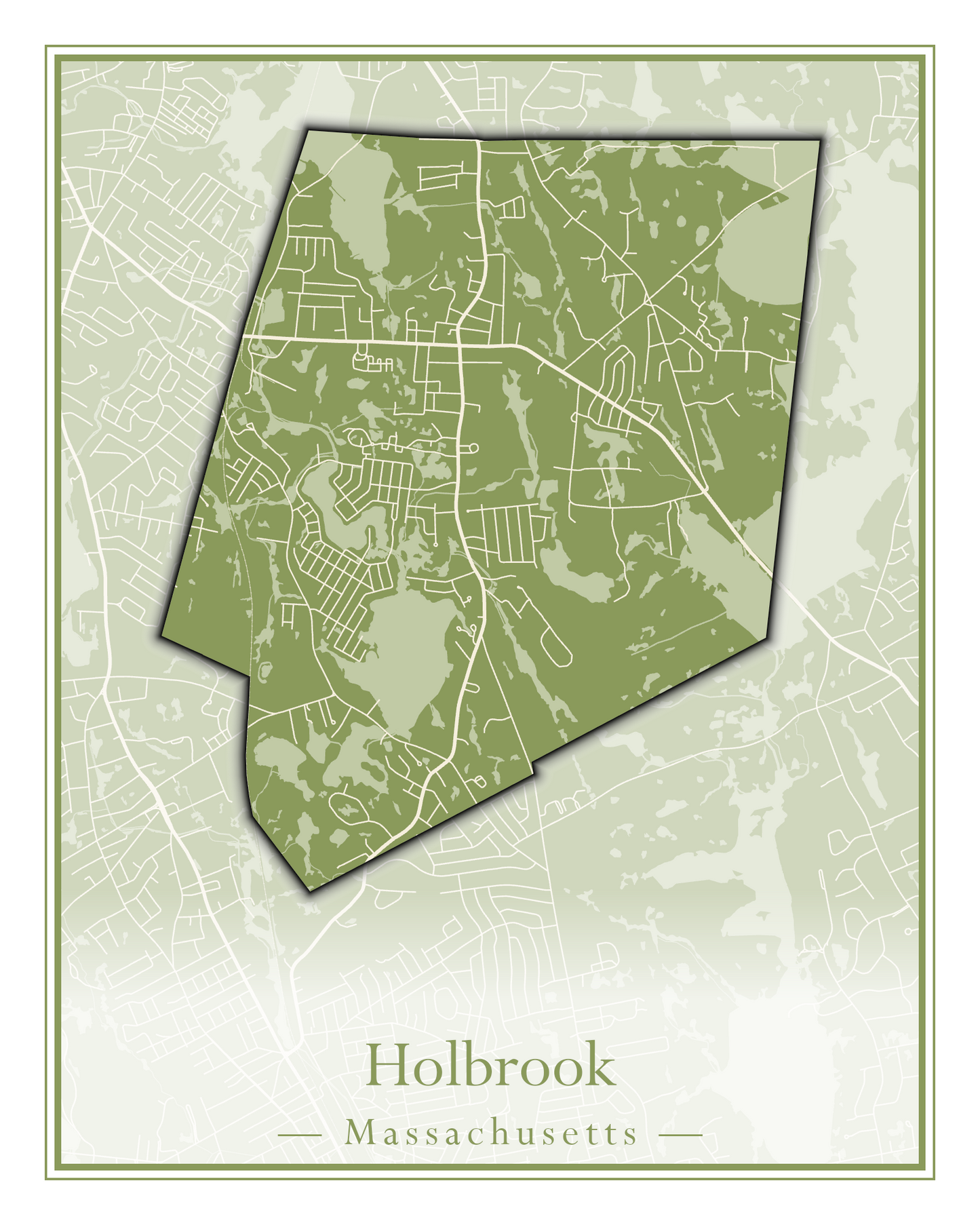 Massachusetts Towns - Street Map (Holbrook - Holliston)