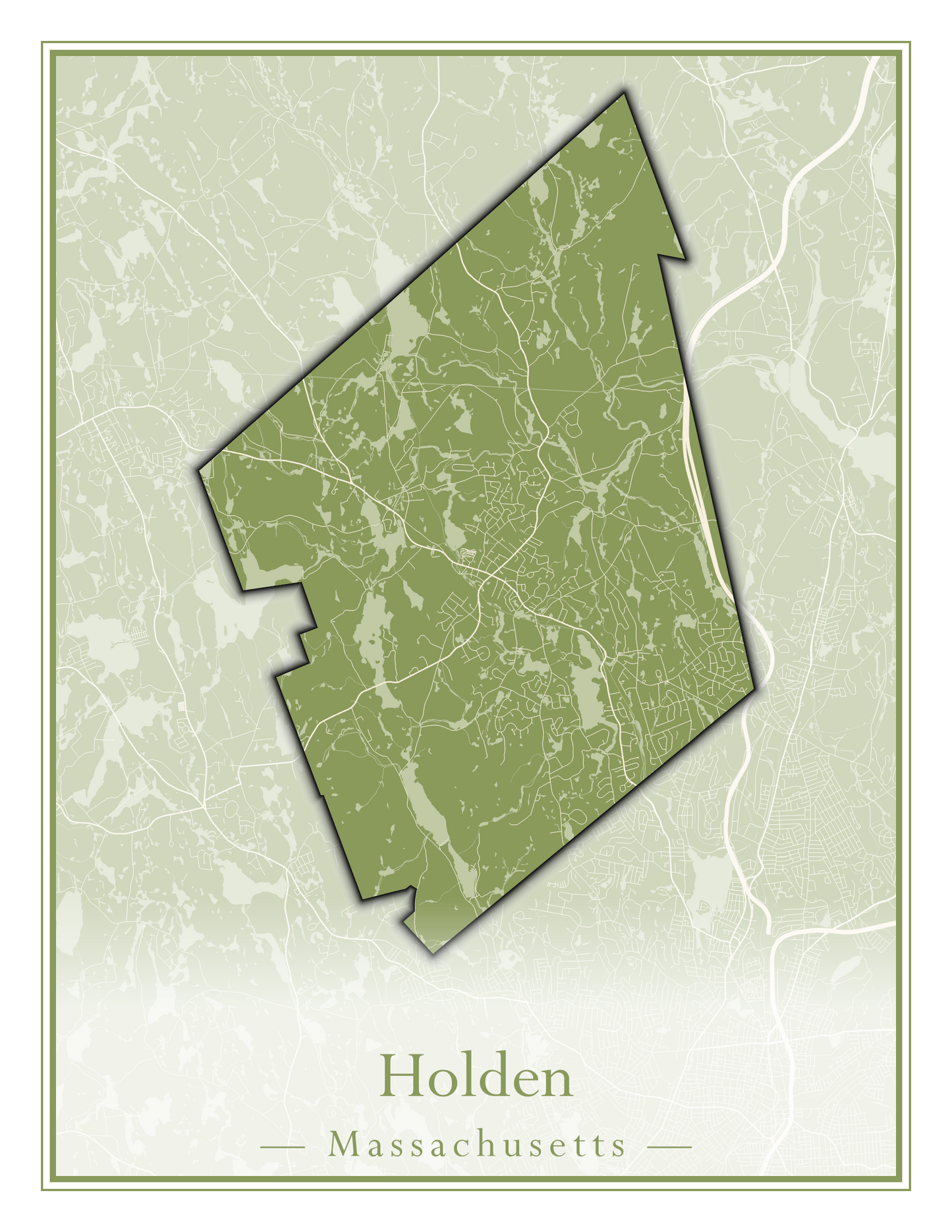 Massachusetts Towns - Street Map (Holbrook - Holliston)