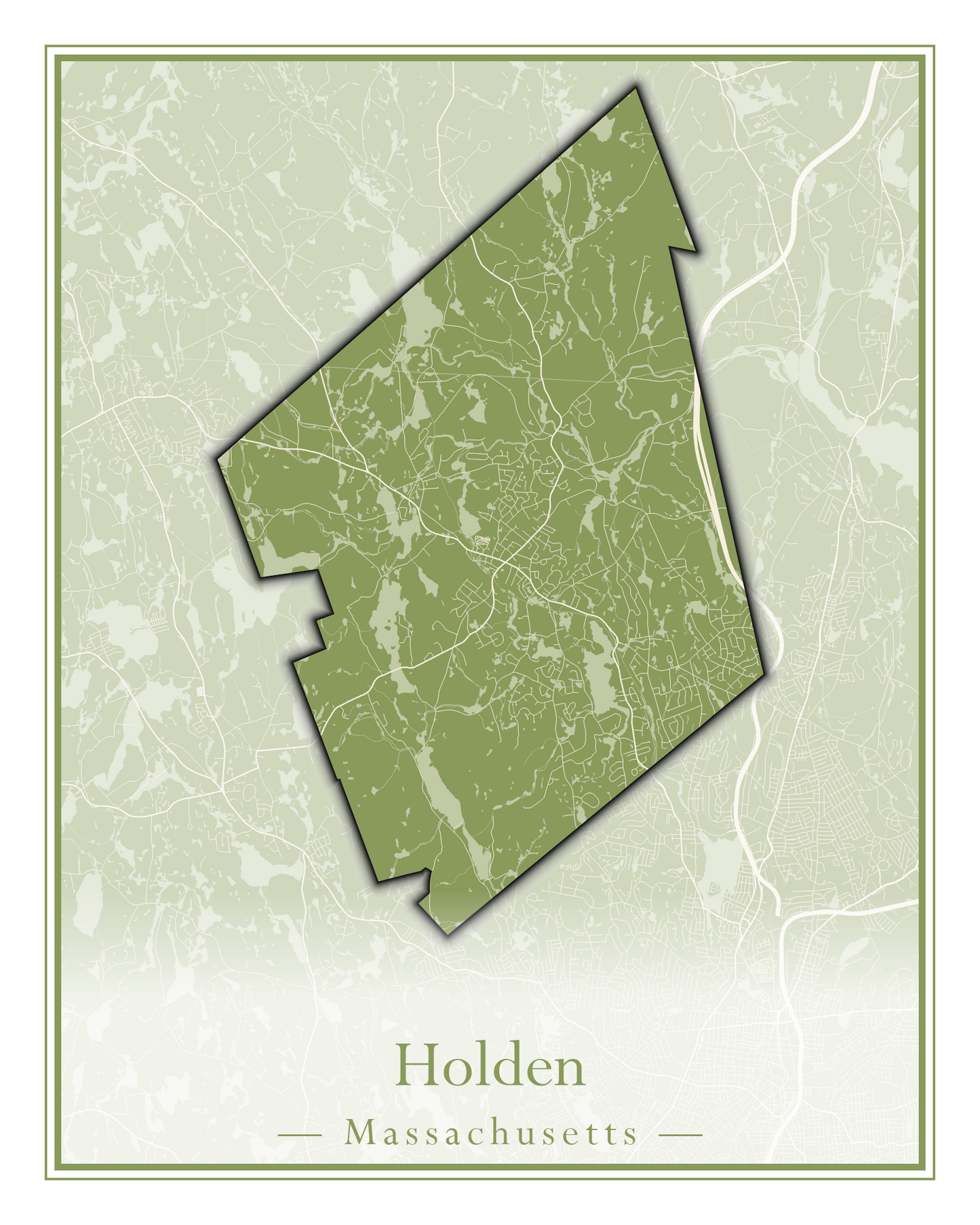 Massachusetts Towns - Street Map (Holbrook - Holliston)