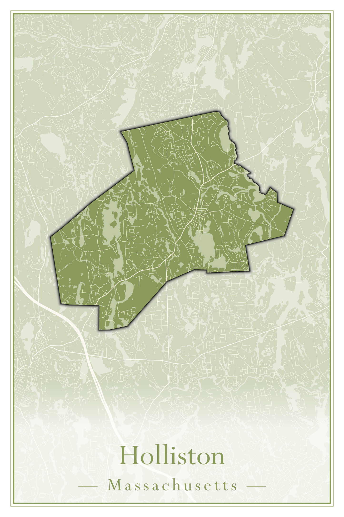 Massachusetts Towns - Street Map (Holbrook - Holliston)