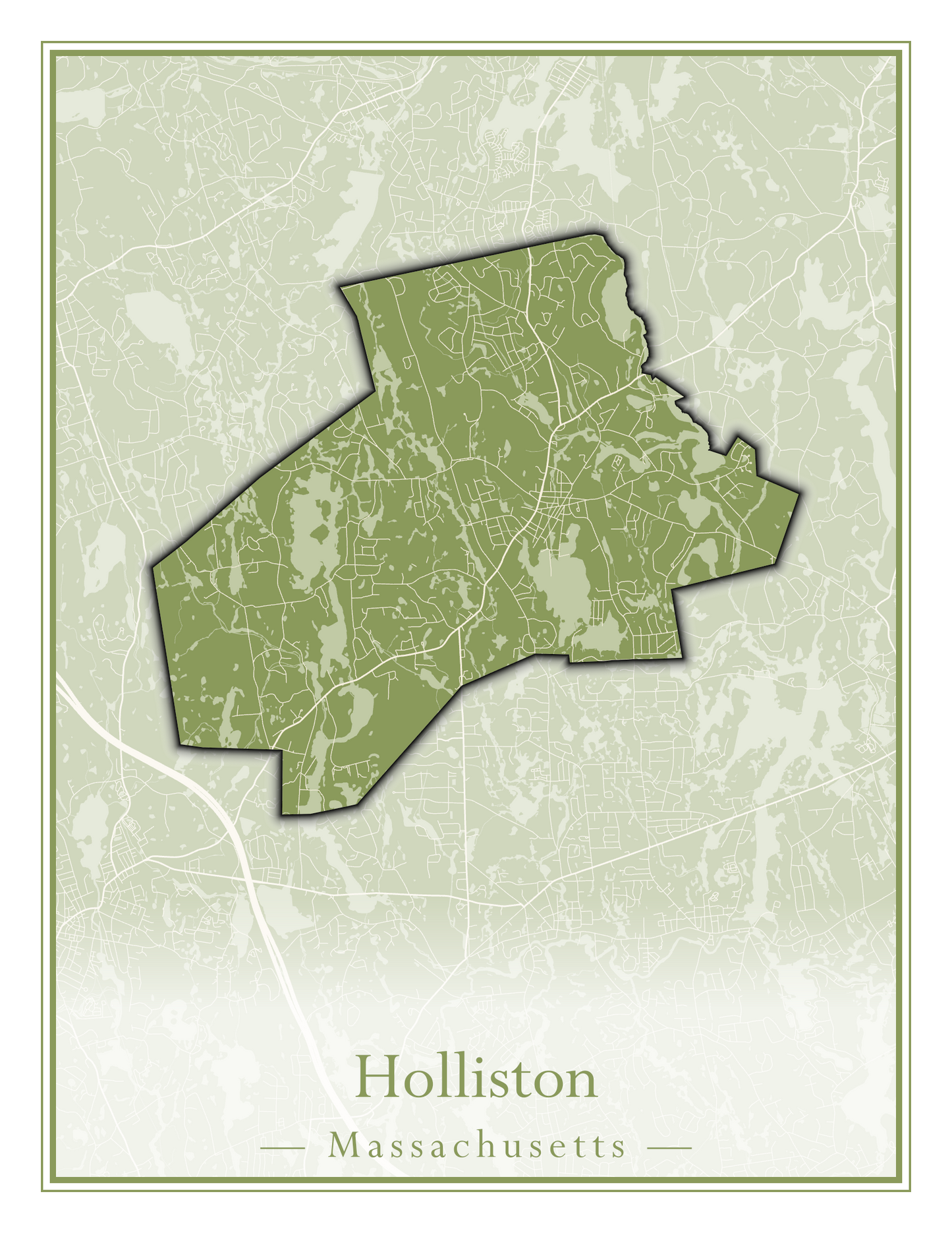 Massachusetts Towns - Street Map (Holbrook - Holliston)