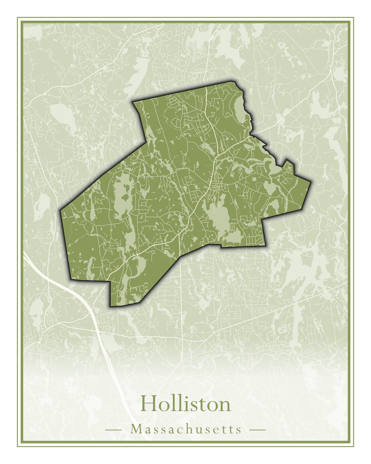 Massachusetts Towns - Street Map (Holbrook - Holliston)