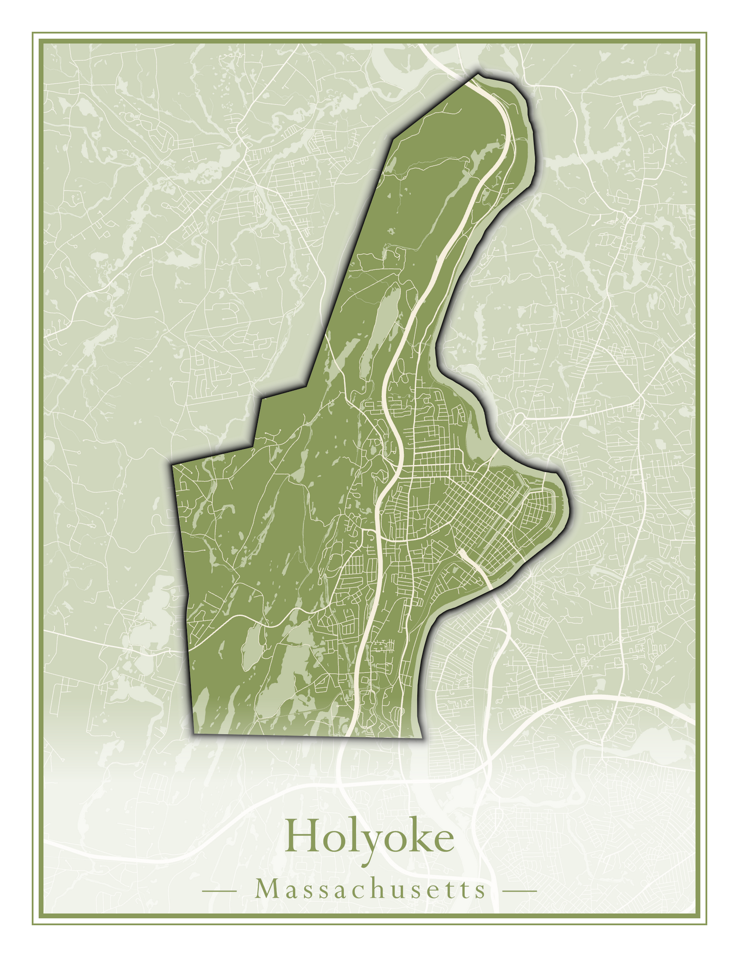 Massachusetts Towns - Street Map (Holyoke - Hubbardston)