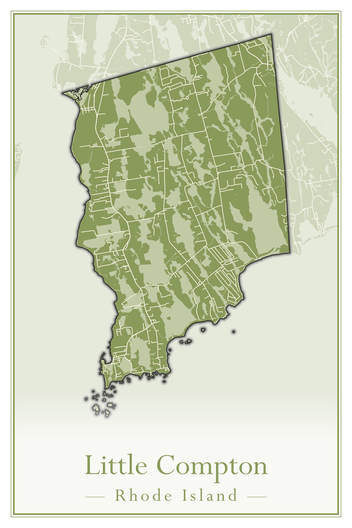 Rhode Island Towns - Street Map (Lincoln - Narragansett)