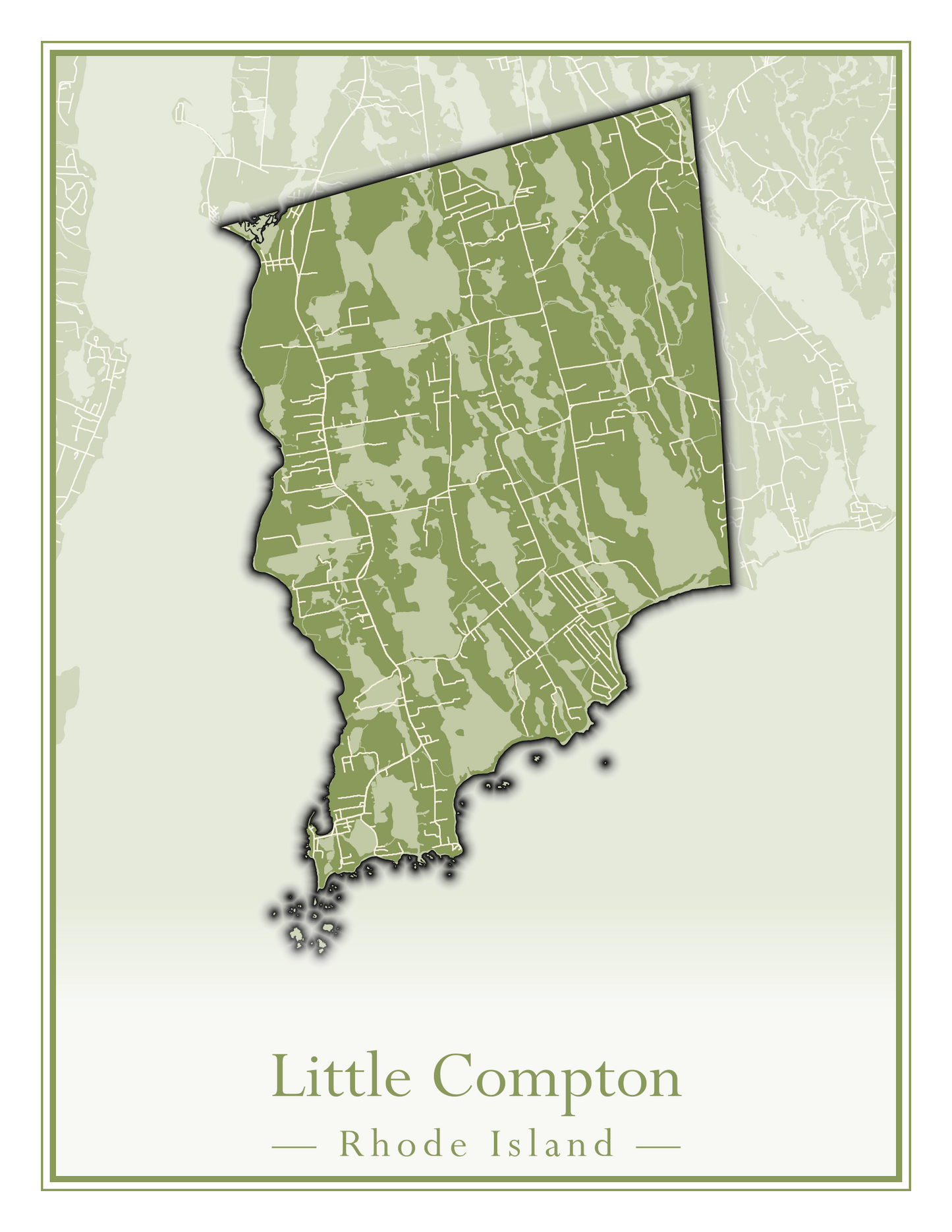 Rhode Island Towns - Street Map (Lincoln - Narragansett)