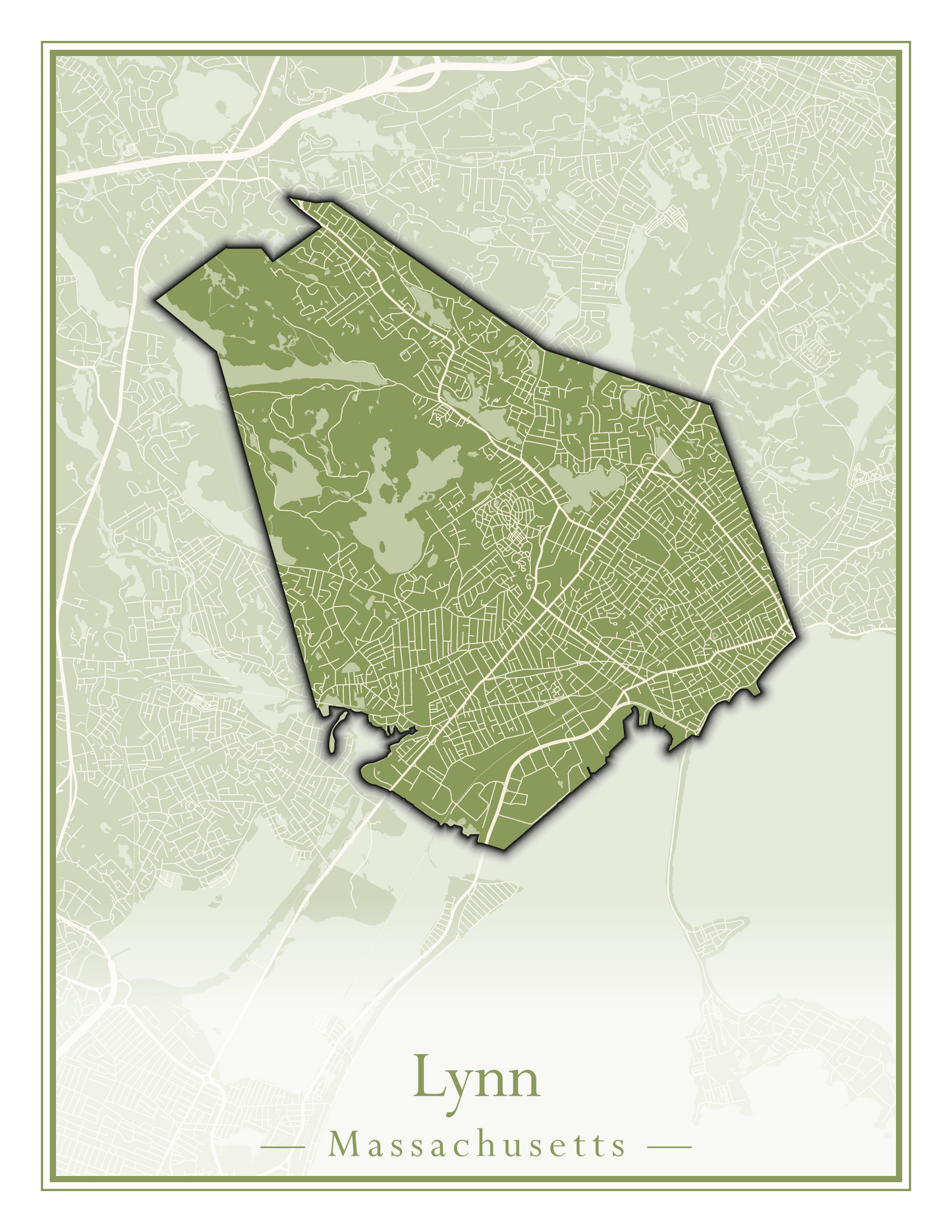 Massachusetts Towns - Street Map (Ludlow - Lynnfield)