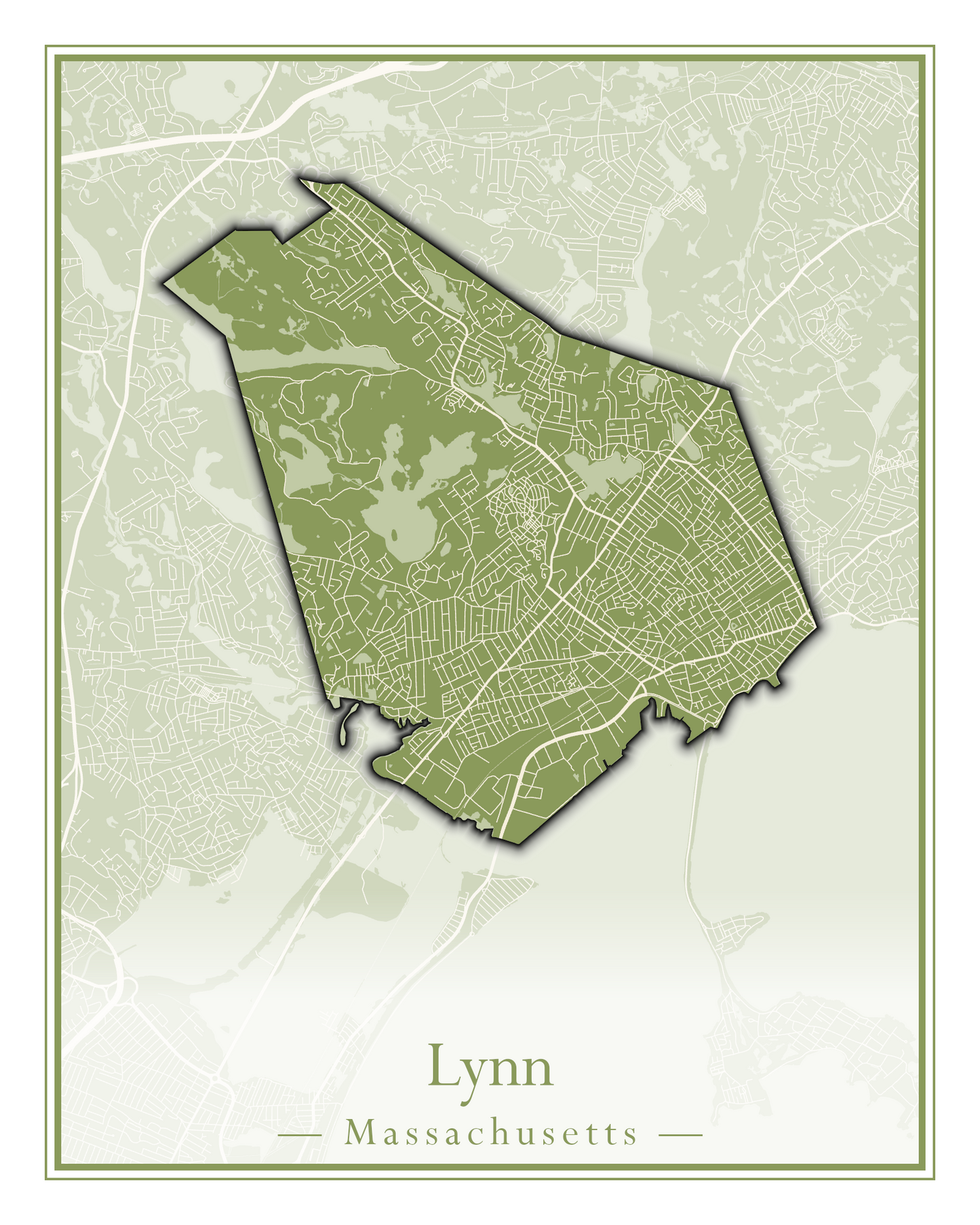 Massachusetts Towns - Street Map (Ludlow - Lynnfield)