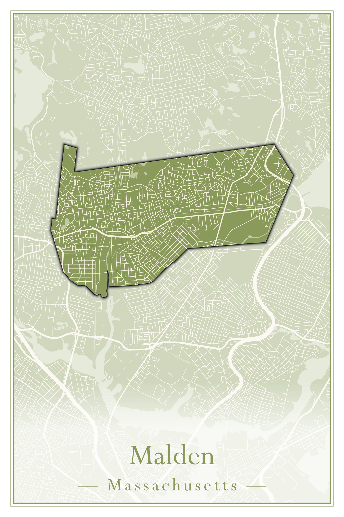 Massachusetts Towns - Street Map (Malden - Marblehead)