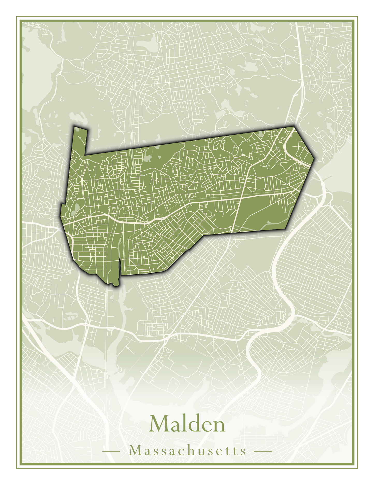 Massachusetts Towns - Street Map (Malden - Marblehead)