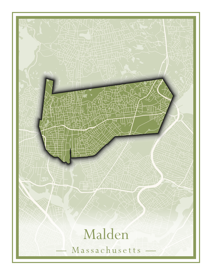 Massachusetts Towns - Street Map (Malden - Marblehead)