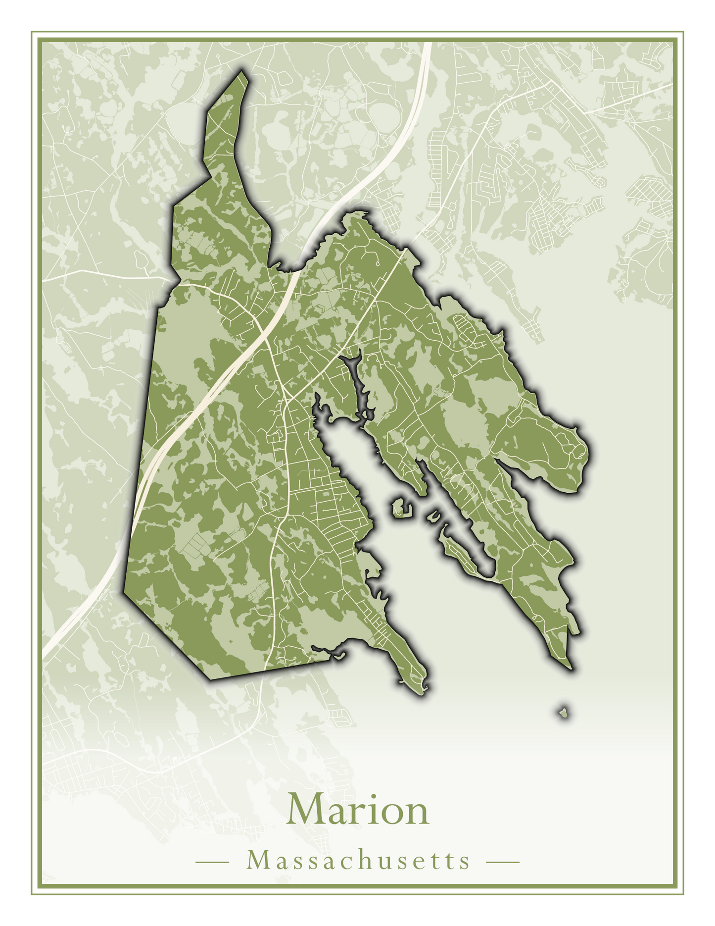 Massachusetts Towns - Street Map (Marion - Mashpee)