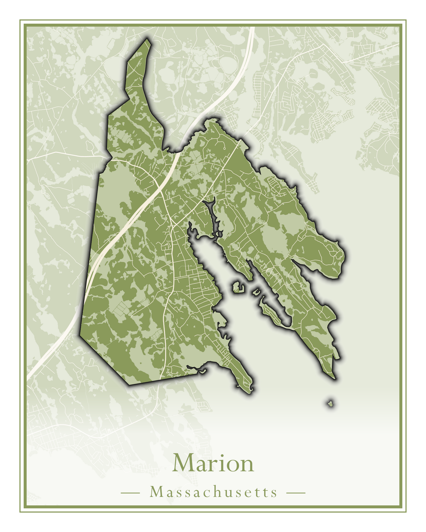 Massachusetts Towns - Street Map (Marion - Mashpee)