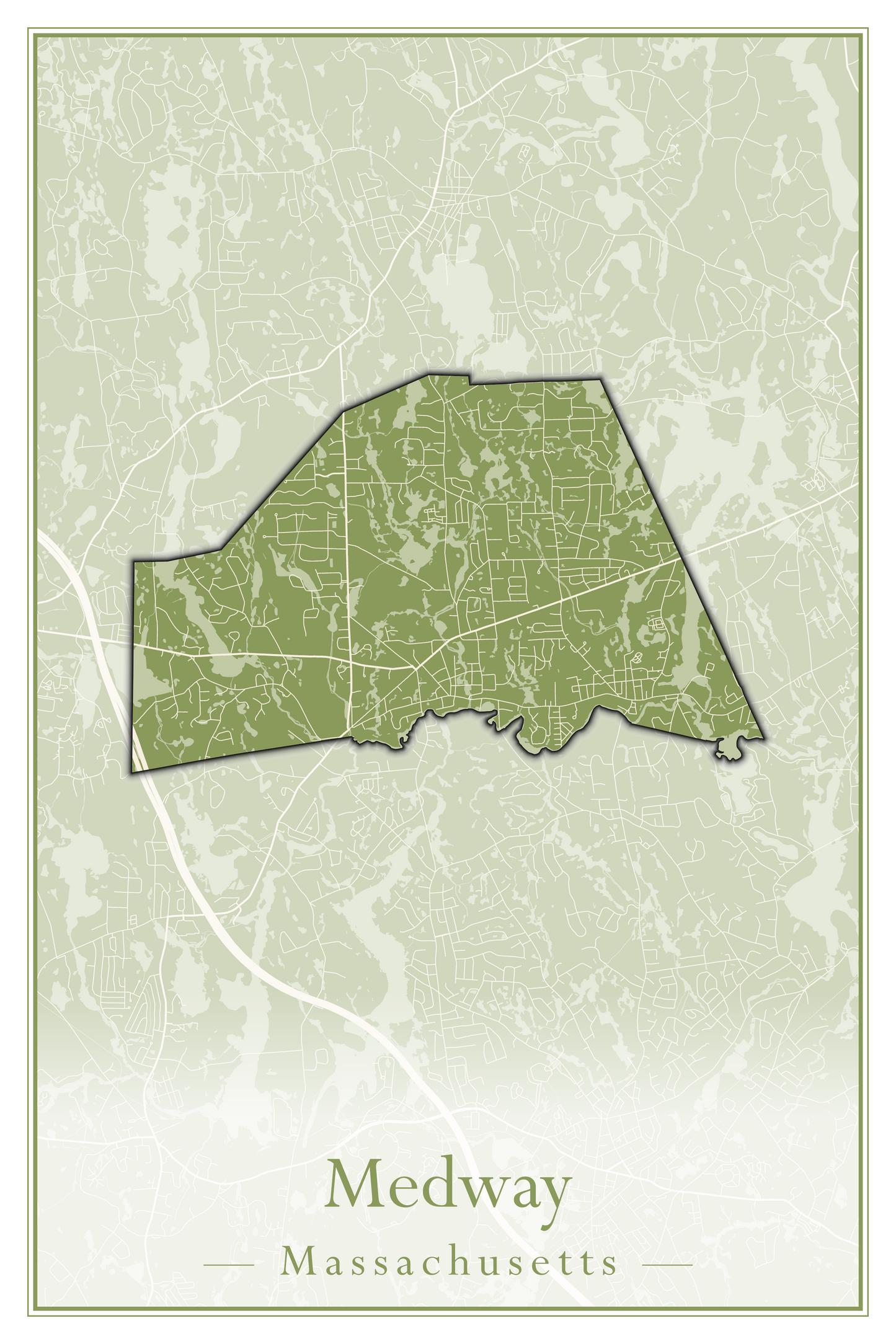 Massachusetts Towns - Street Map (Medway - Merrimac)