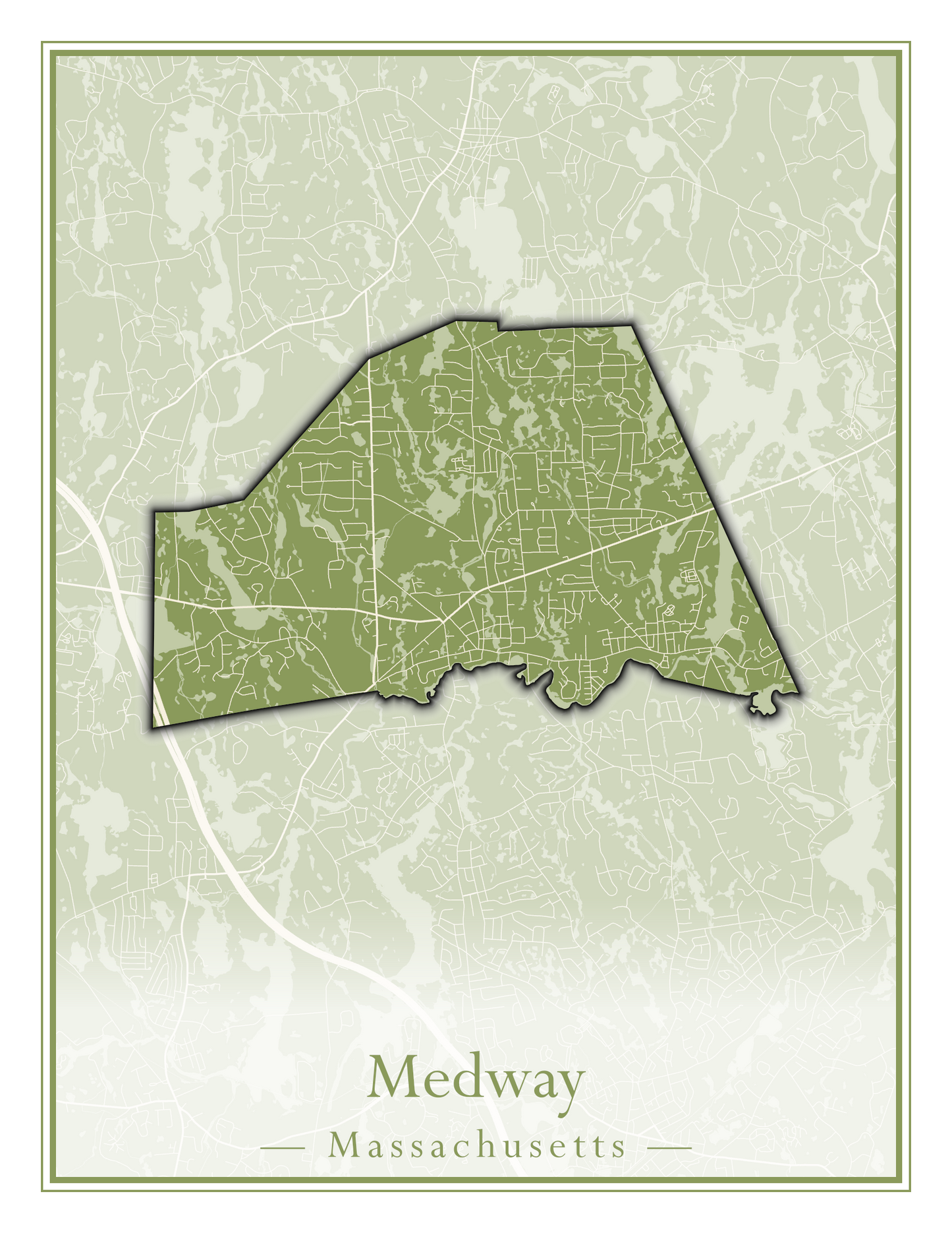 Massachusetts Towns - Street Map (Medway - Merrimac)