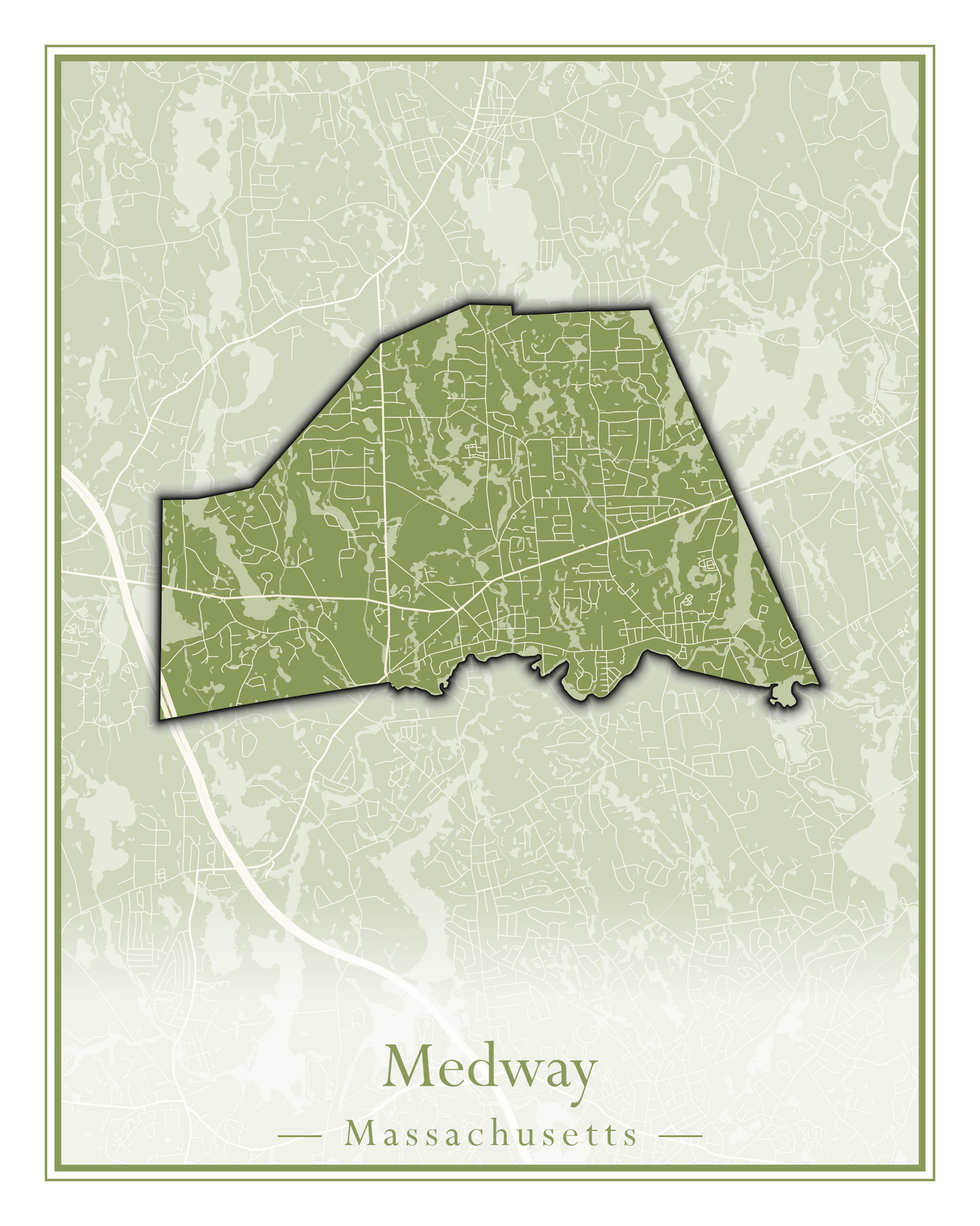 Massachusetts Towns - Street Map (Medway - Merrimac)