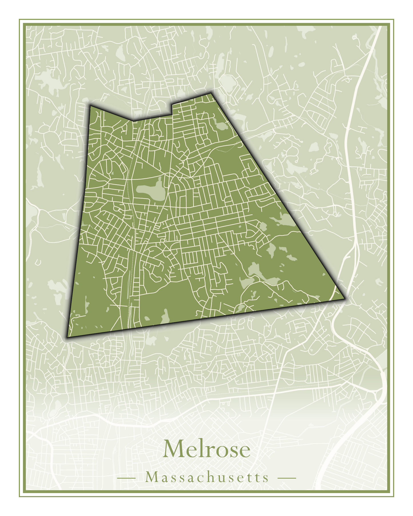 Massachusetts Towns - Street Map (Medway - Merrimac)