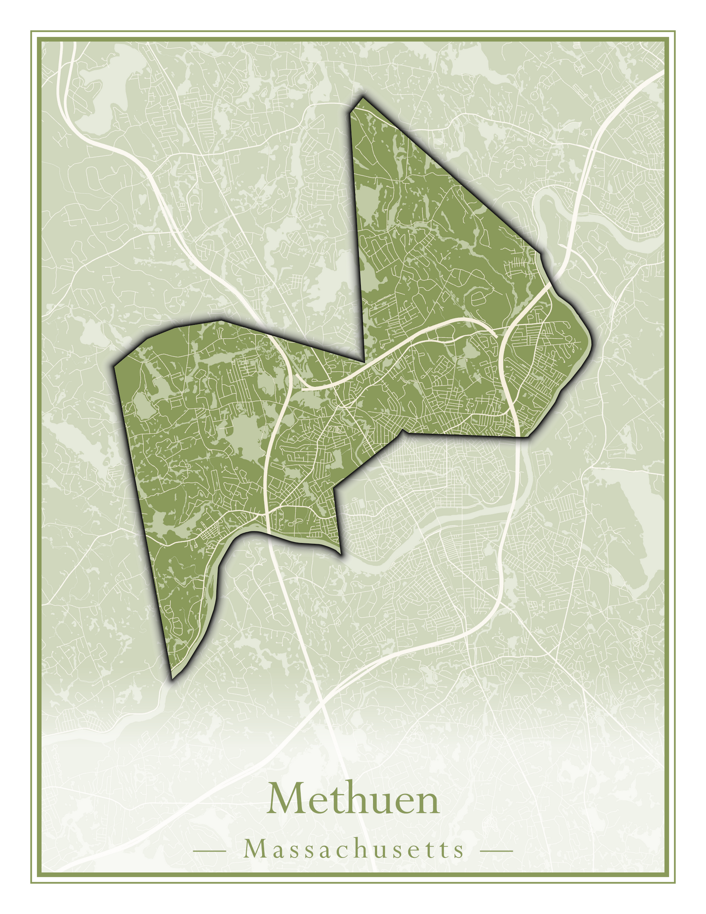 Massachusetts Towns - Street Map (Methuen - Middleton)