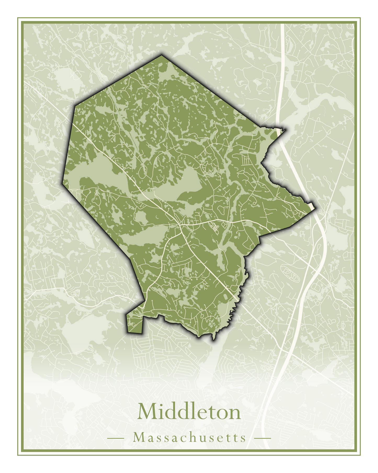 Massachusetts Towns - Street Map (Methuen - Middleton)