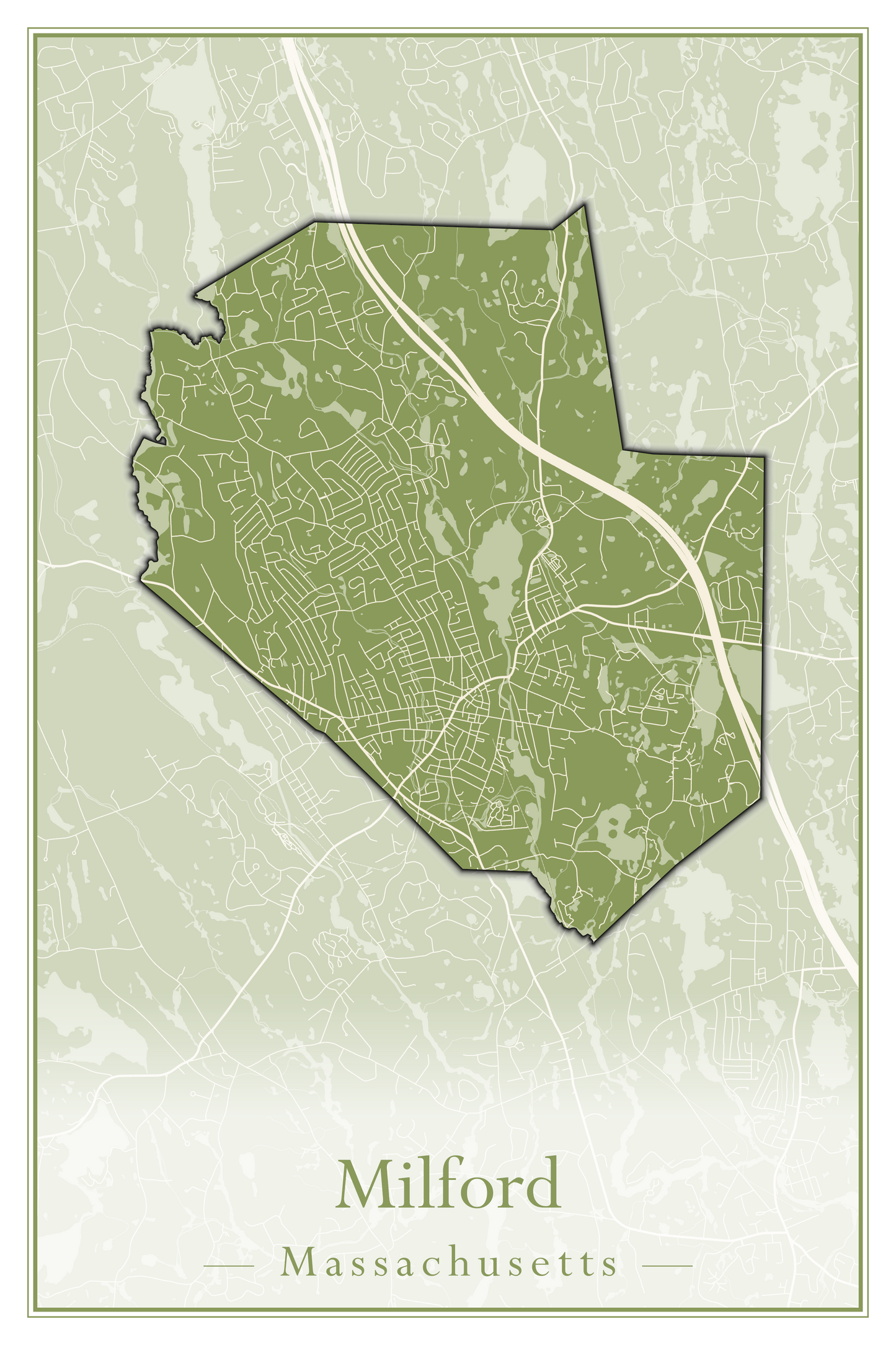 Massachusetts Towns - Street Map (Milford - Millville)