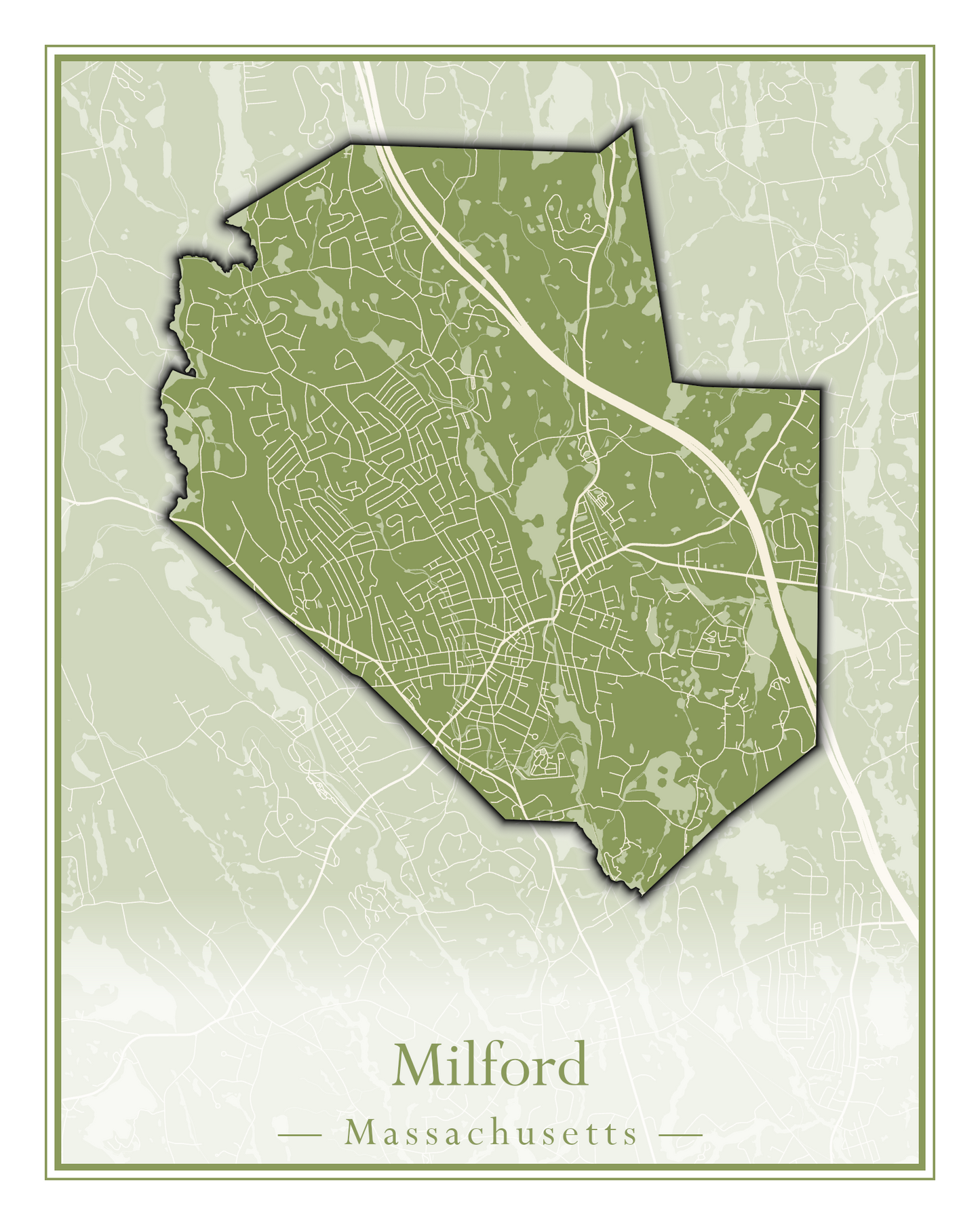 Massachusetts Towns - Street Map (Milford - Millville)