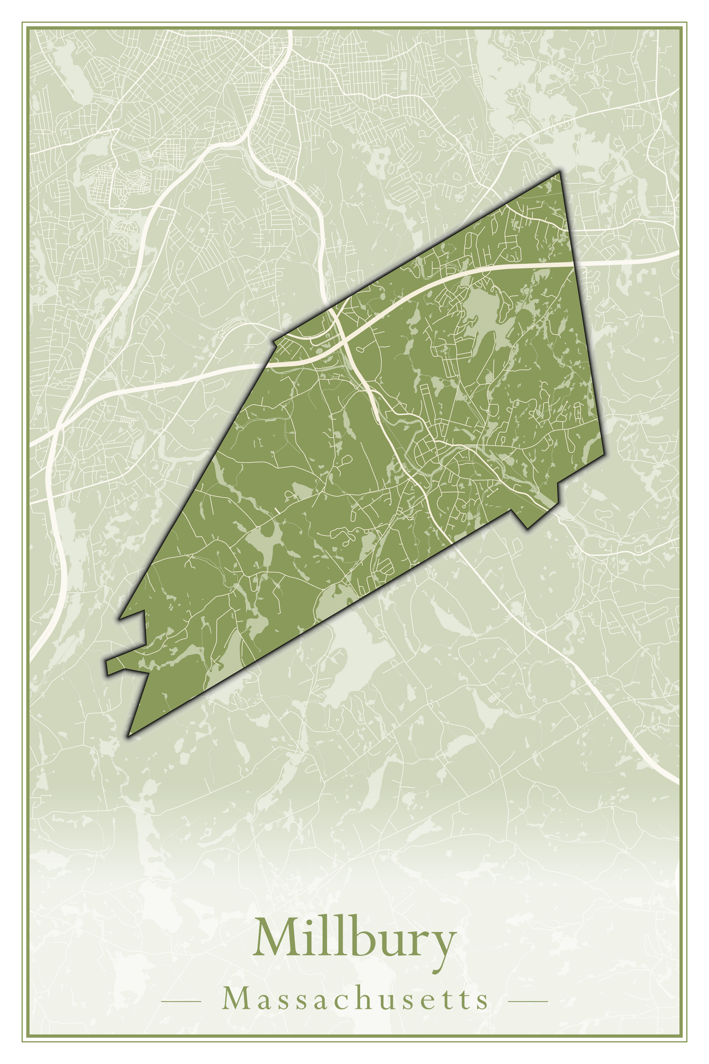 Massachusetts Towns - Street Map (Milford - Millville)