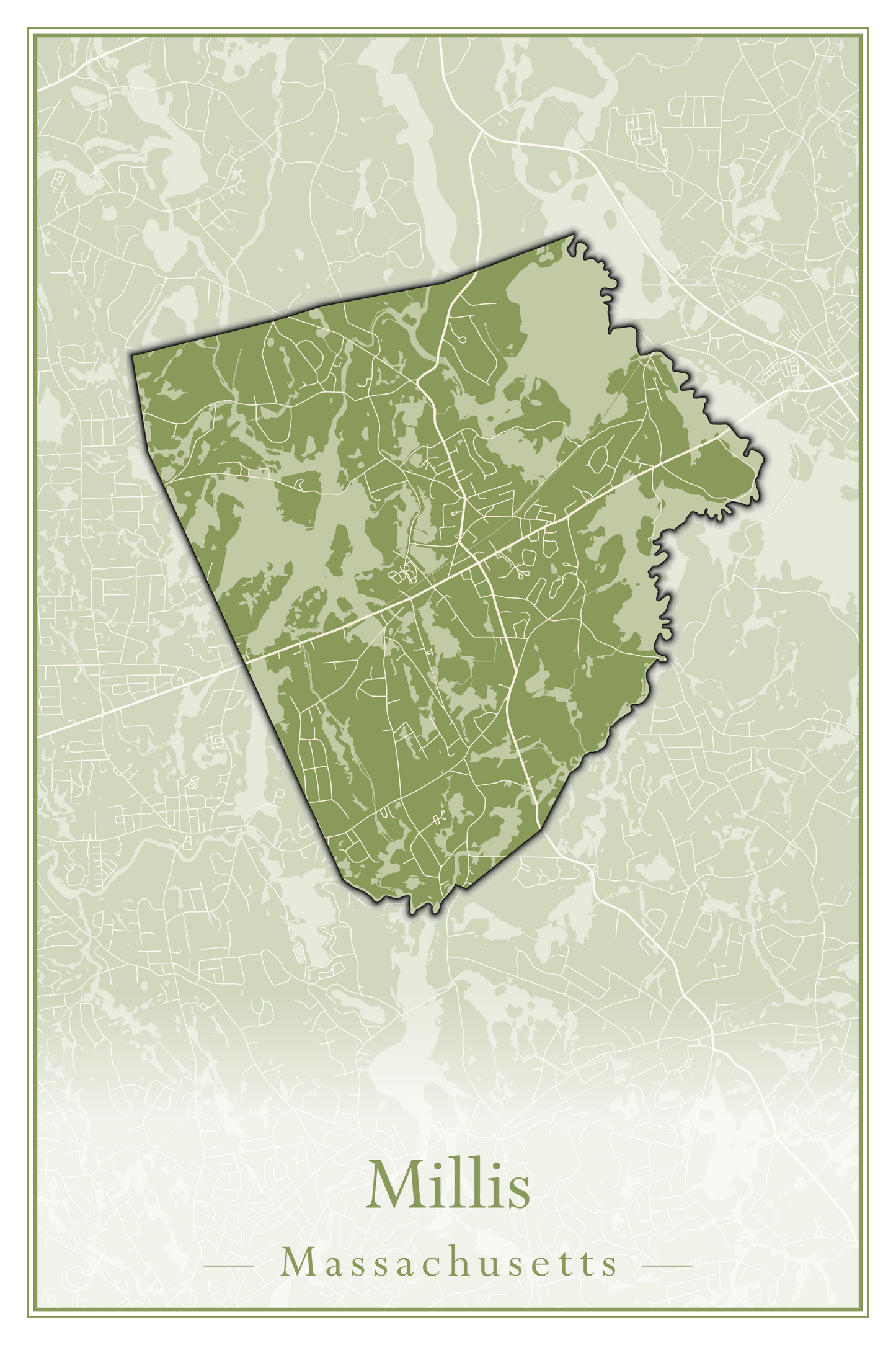 Massachusetts Towns - Street Map (Milford - Millville)