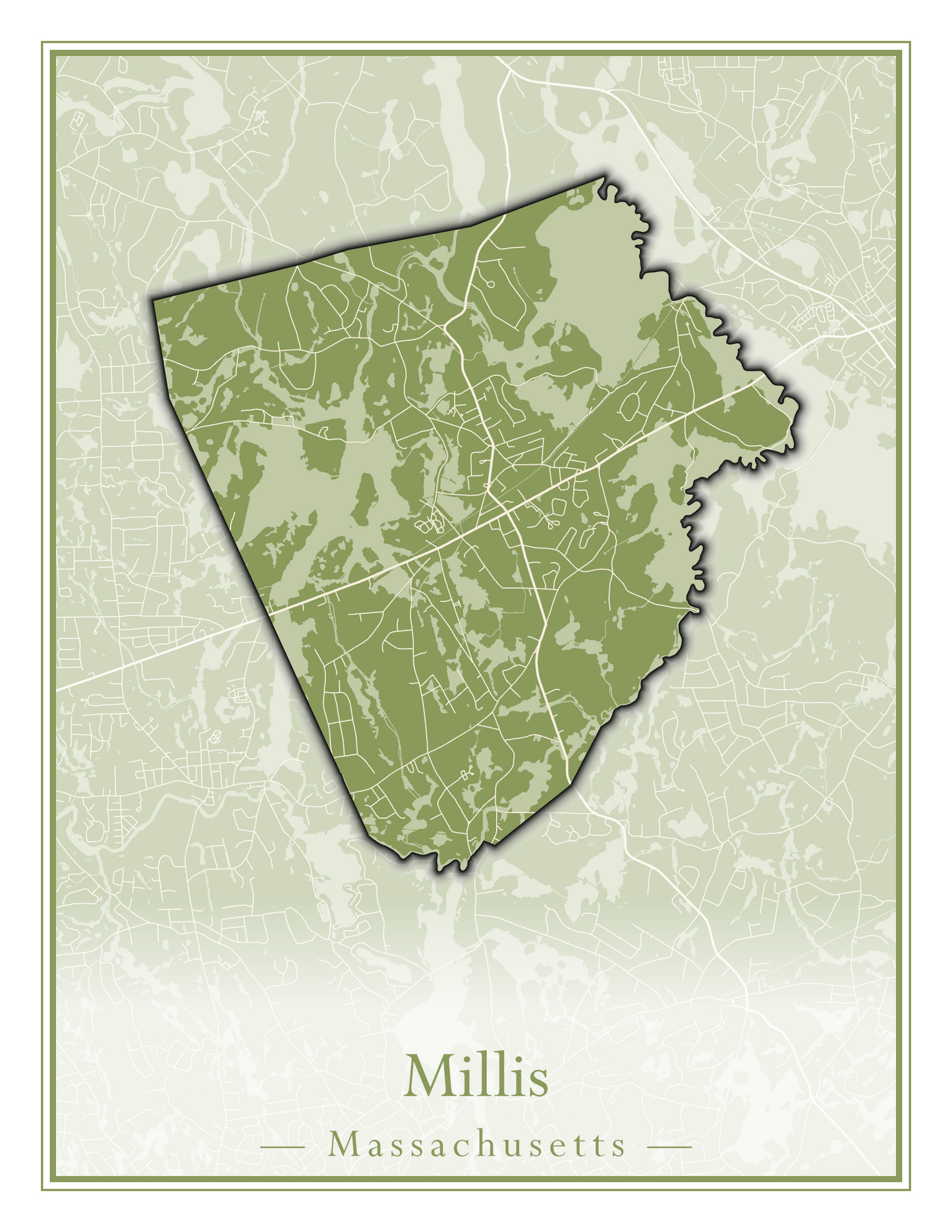 Massachusetts Towns - Street Map (Milford - Millville)