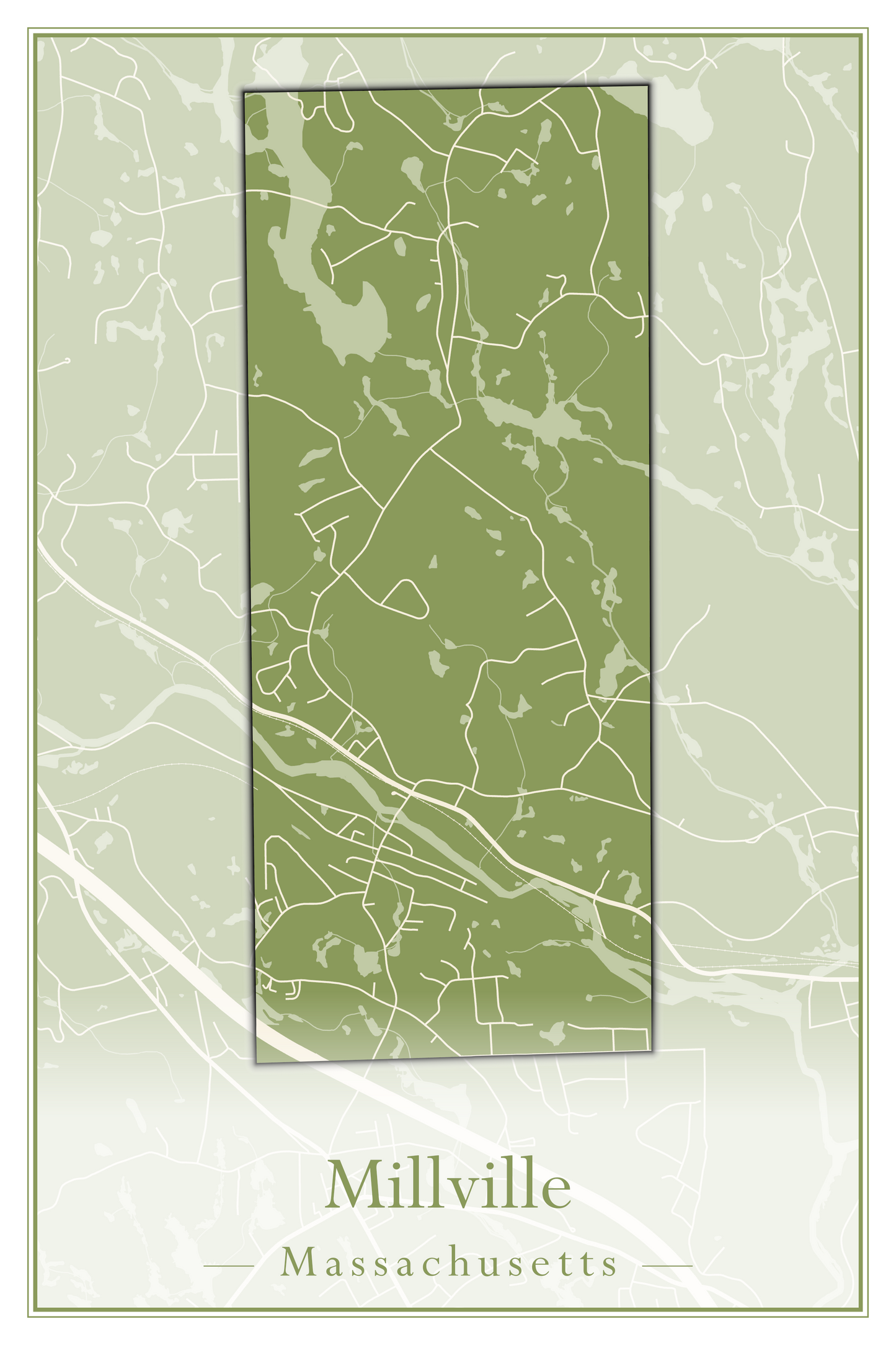 Massachusetts Towns - Street Map (Milford - Millville)