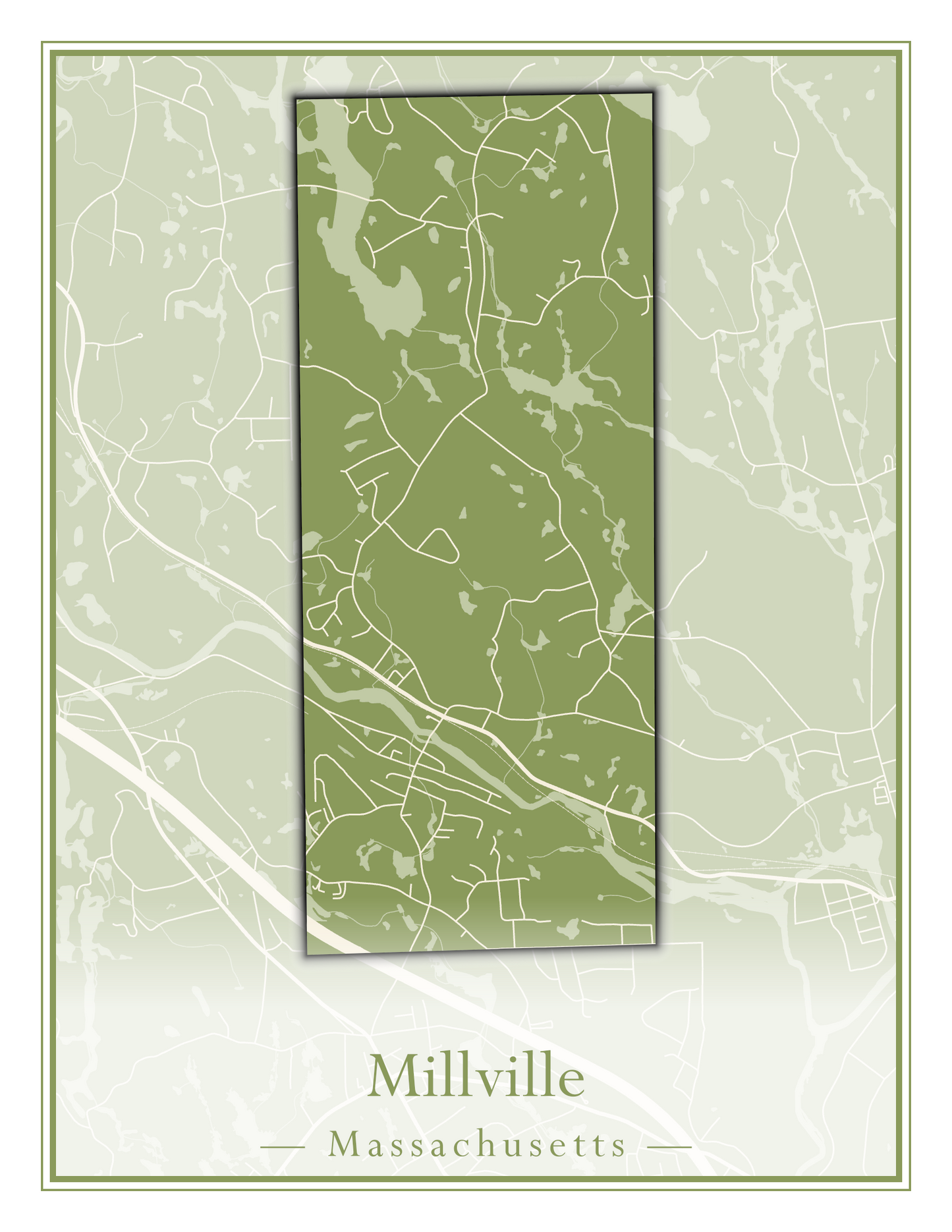 Massachusetts Towns - Street Map (Milford - Millville)