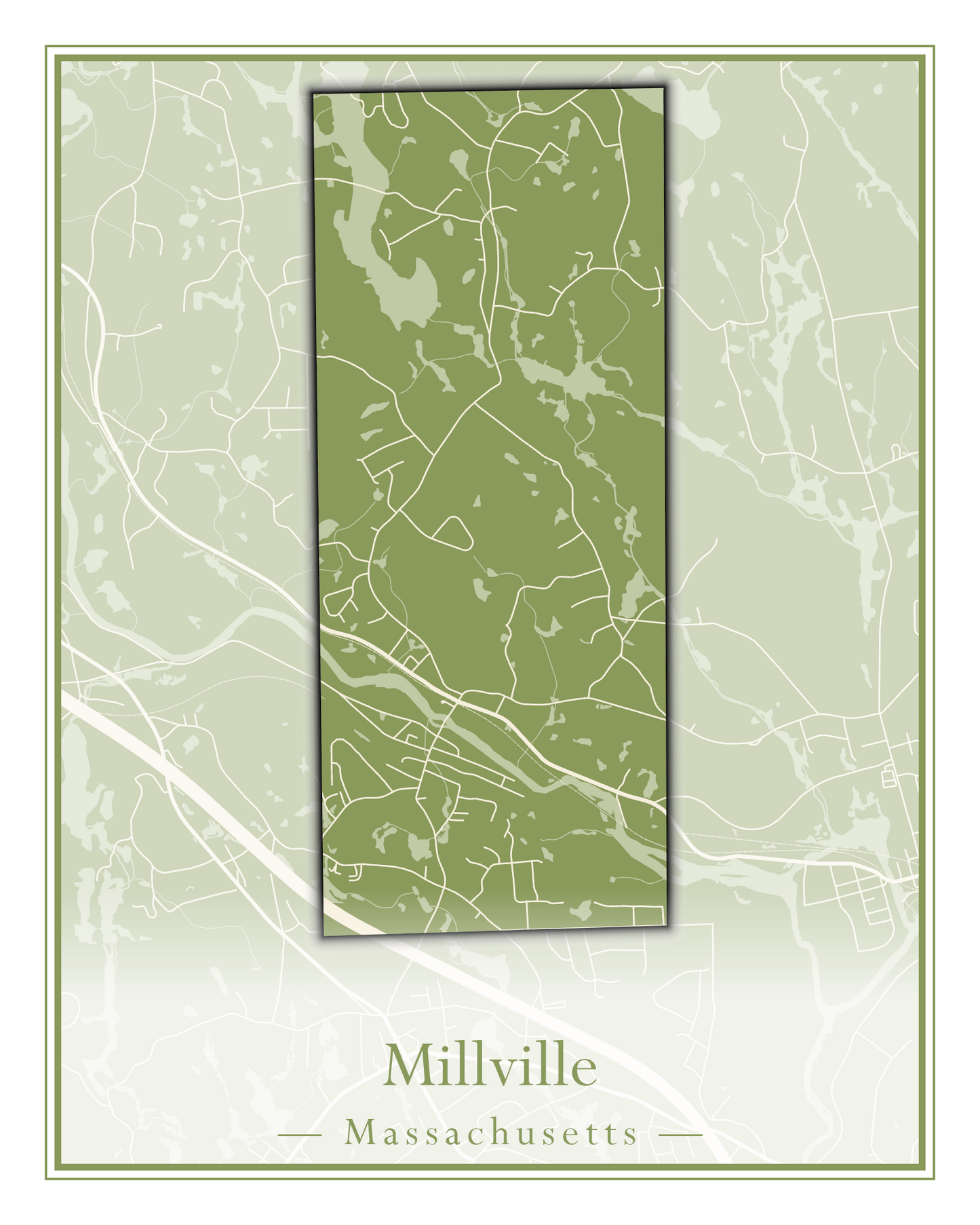 Massachusetts Towns - Street Map (Milford - Millville)