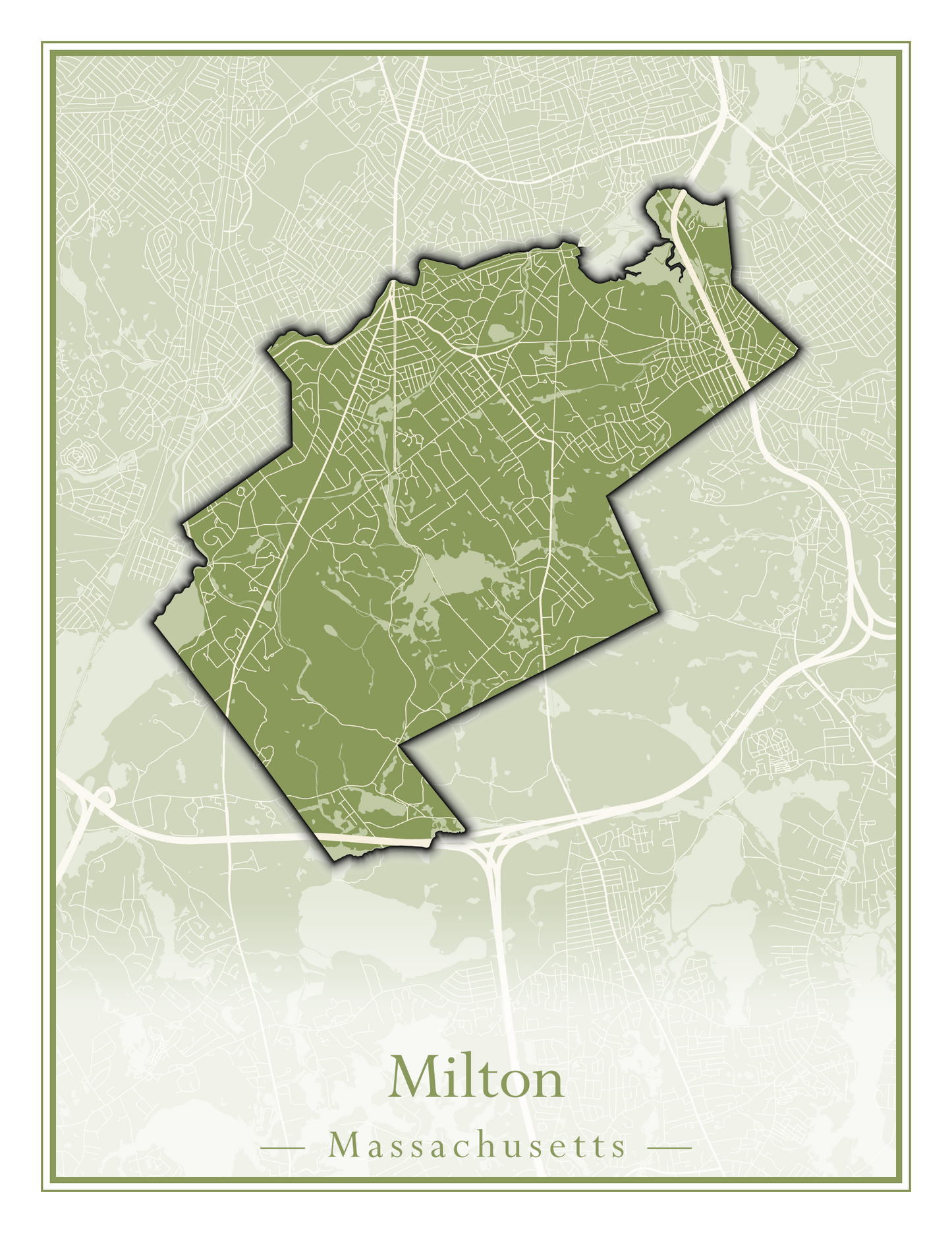 Massachusetts Towns - Street Map (Milton - Montague)