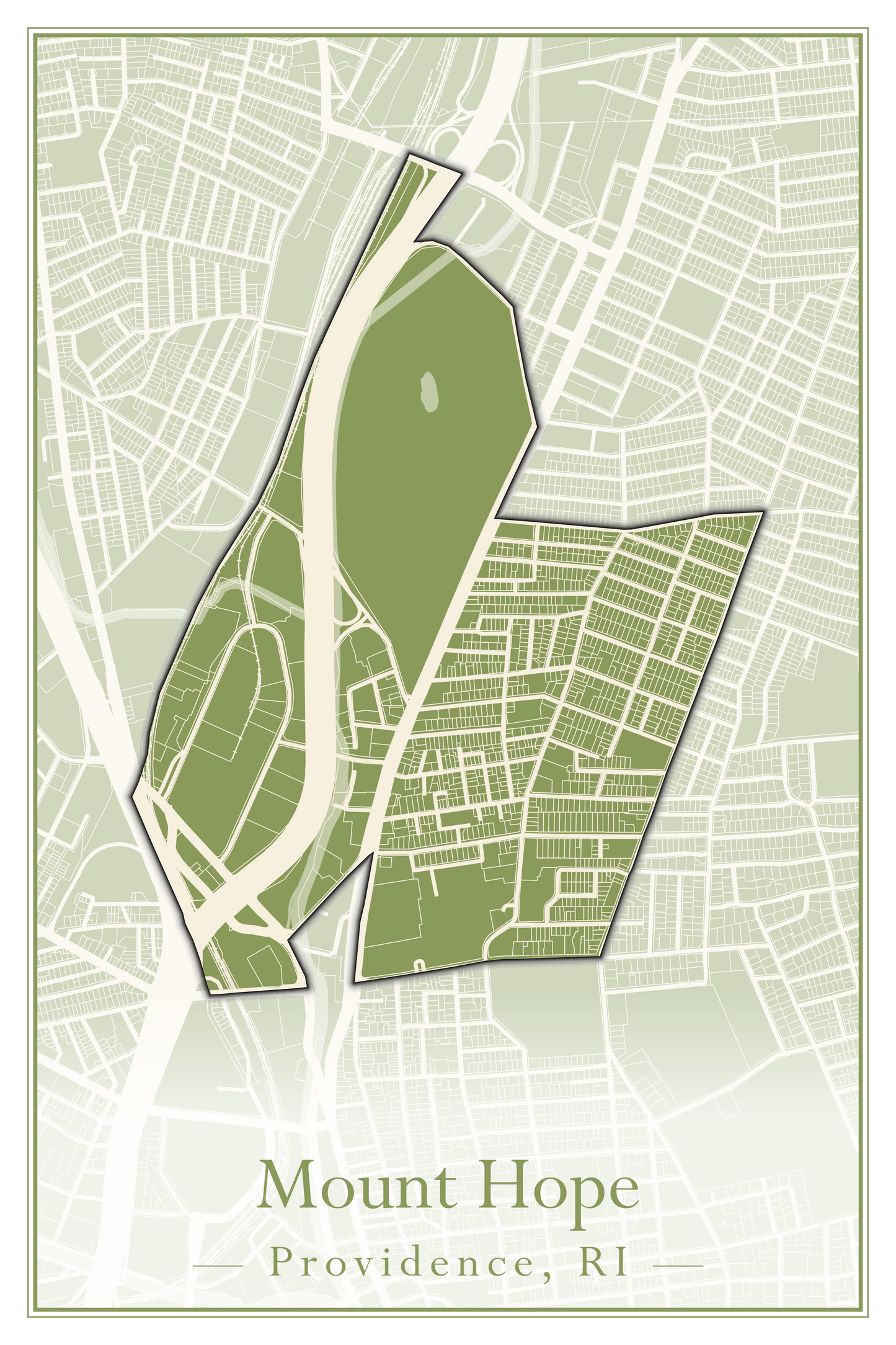 Providence Neighborhoods - Street Map (Mount Hope - Reservoir)