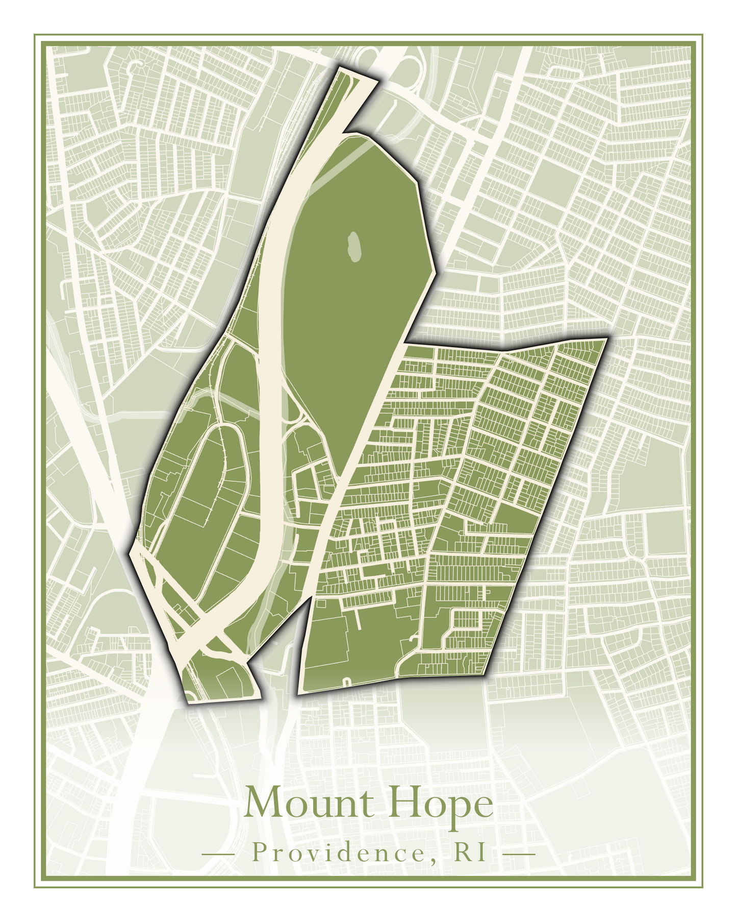 Providence Neighborhoods - Street Map (Mount Hope - Reservoir)