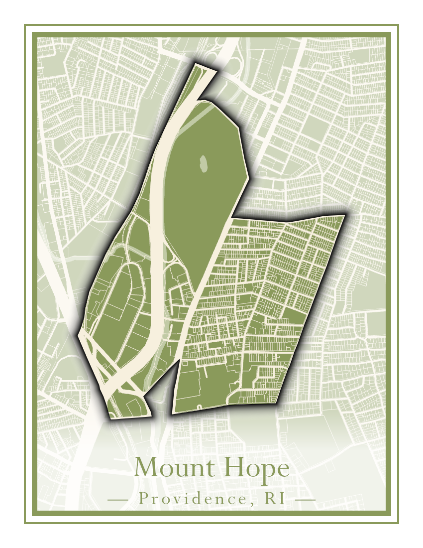 Providence Neighborhoods - Street Map (Mount Hope - Reservoir)