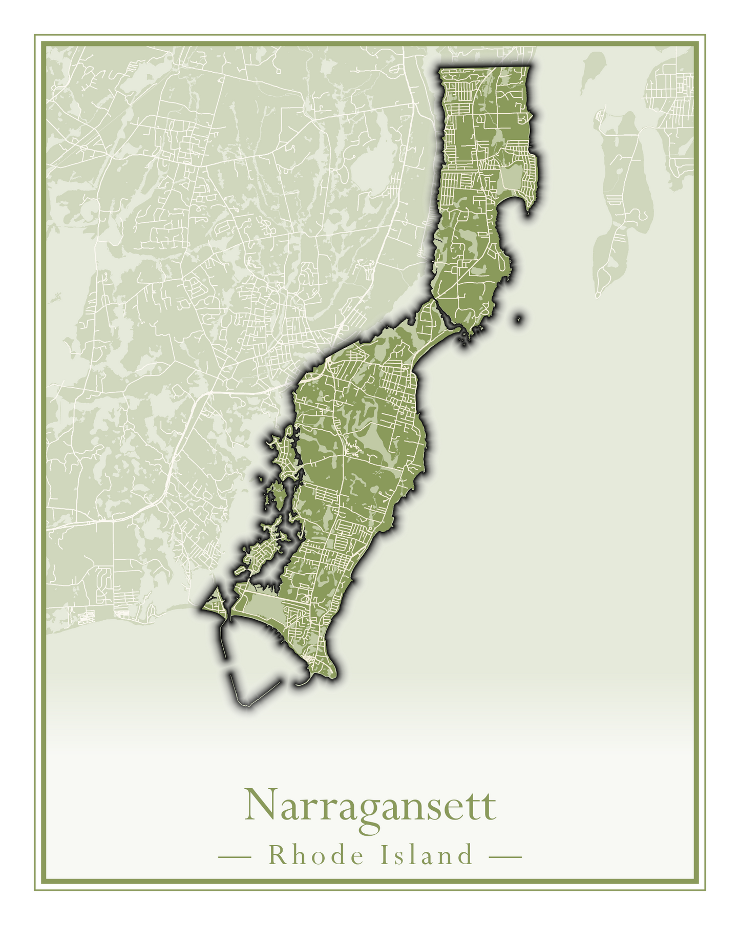 Rhode Island Towns - Street Map (Lincoln - Narragansett)