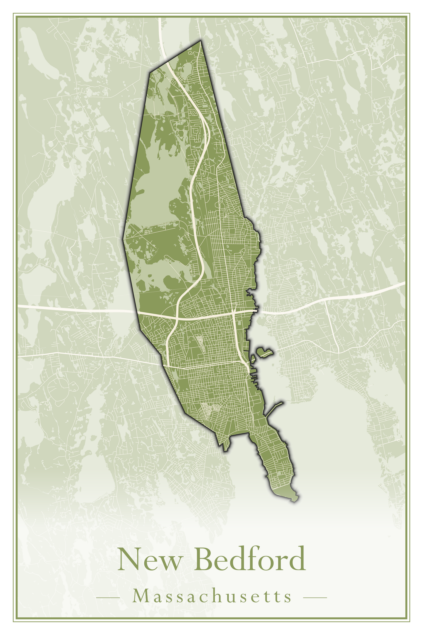 Massachusetts Towns - Street Map (New Bedford - New Salem)