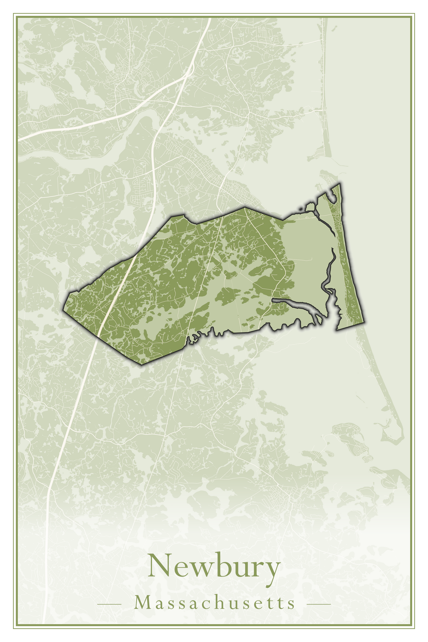 Massachusetts Towns - Street Map (Newbury - Norfolk)