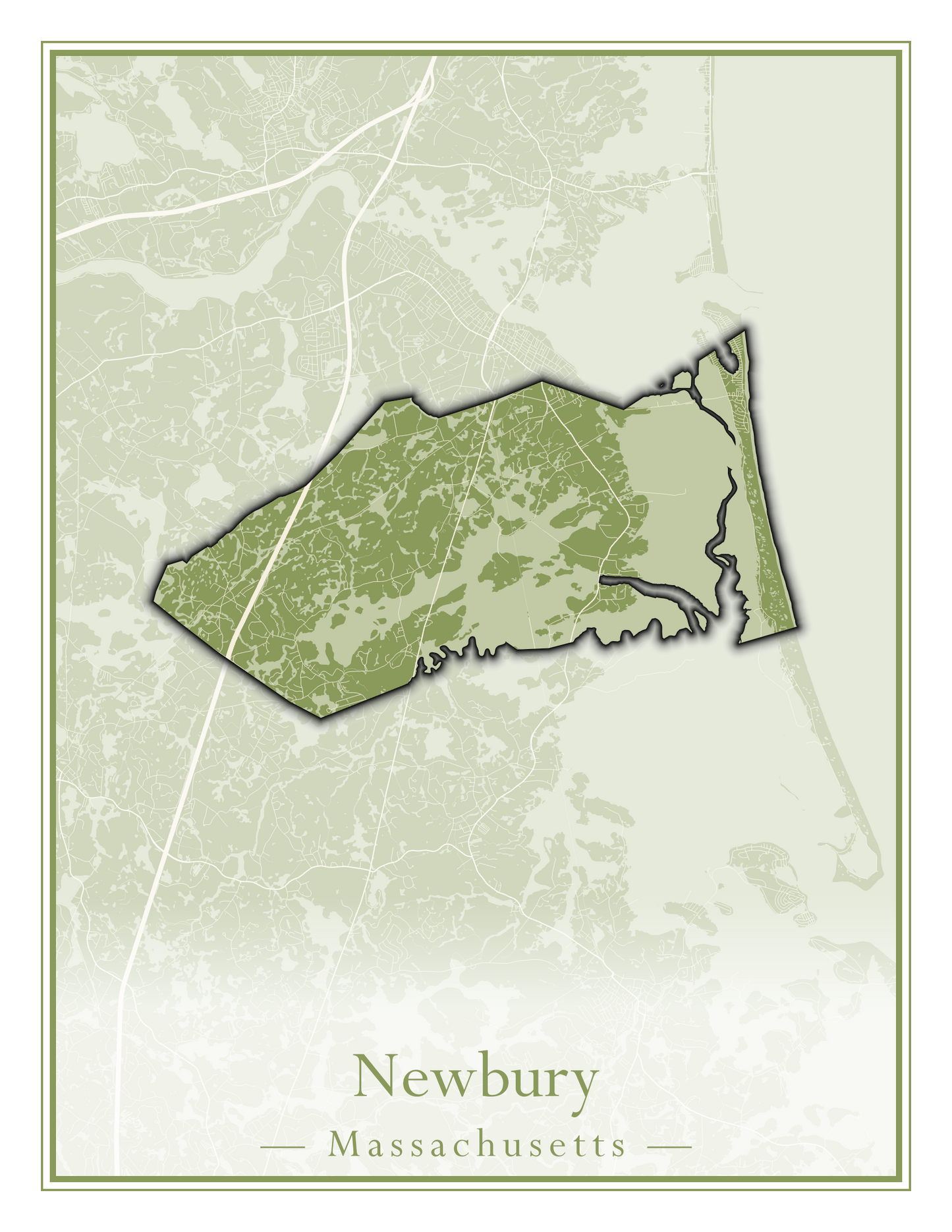 Massachusetts Towns - Street Map (Newbury - Norfolk)