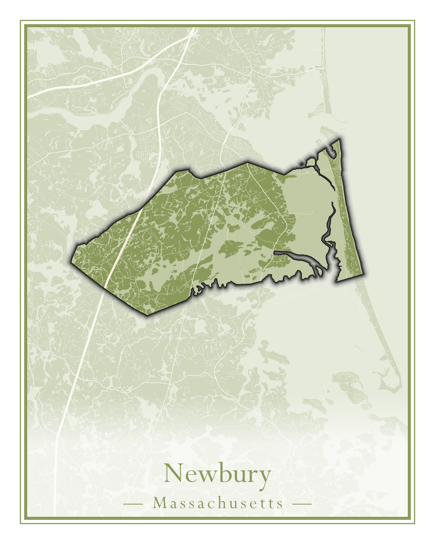 Massachusetts Towns - Street Map (Newbury - Norfolk)