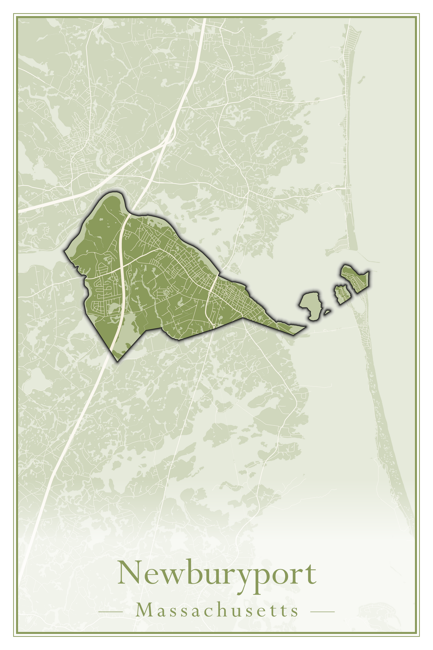 Massachusetts Towns - Street Map (Newbury - Norfolk)